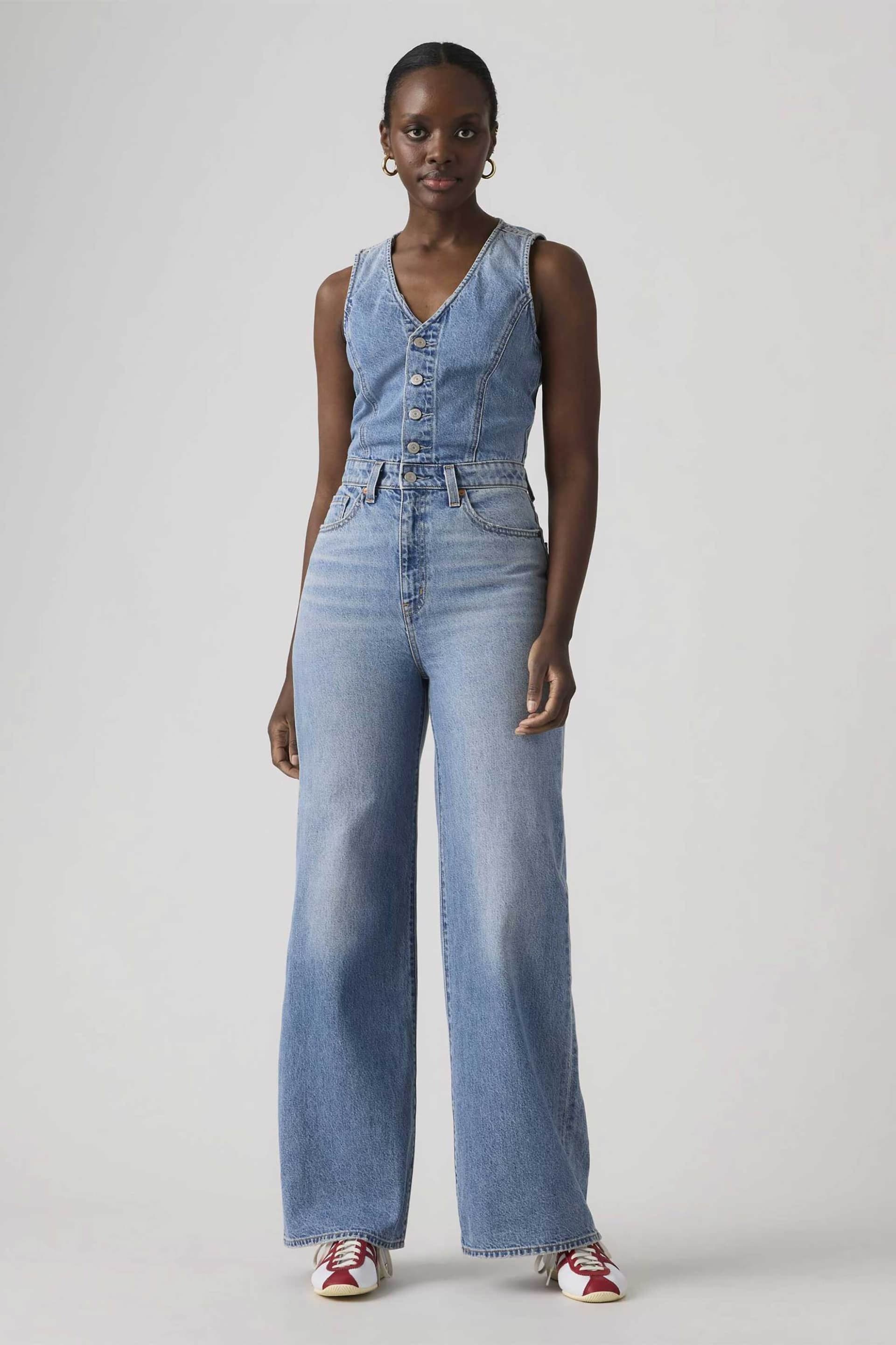 Levi's® γυναικεία denim ολόσωμη φόρμα αμάνικη πεντάτσεπη Slim Fit