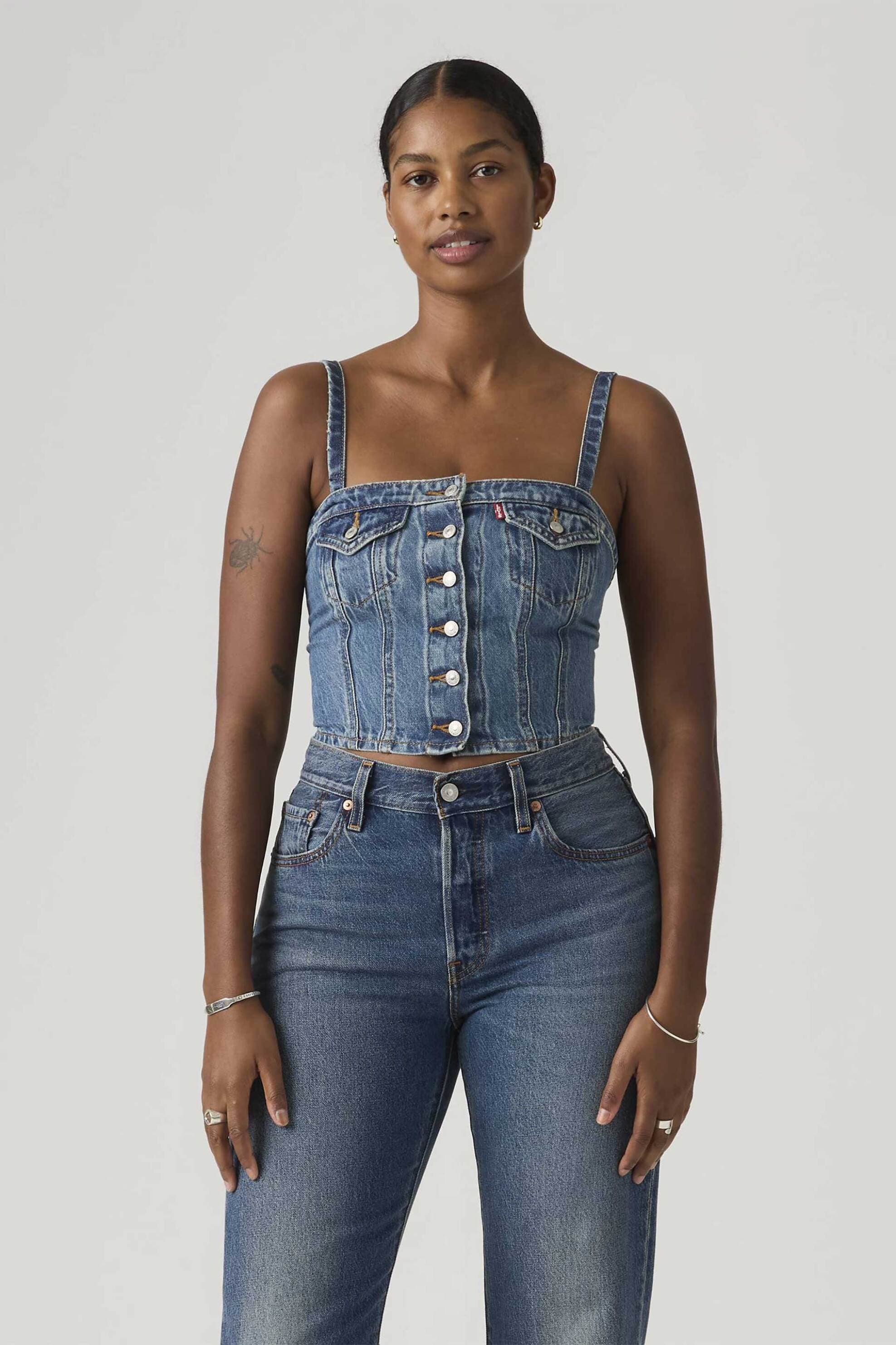 Levi's® γυναικείο denim τοπ αμάνικο Slim Fit "Tube"