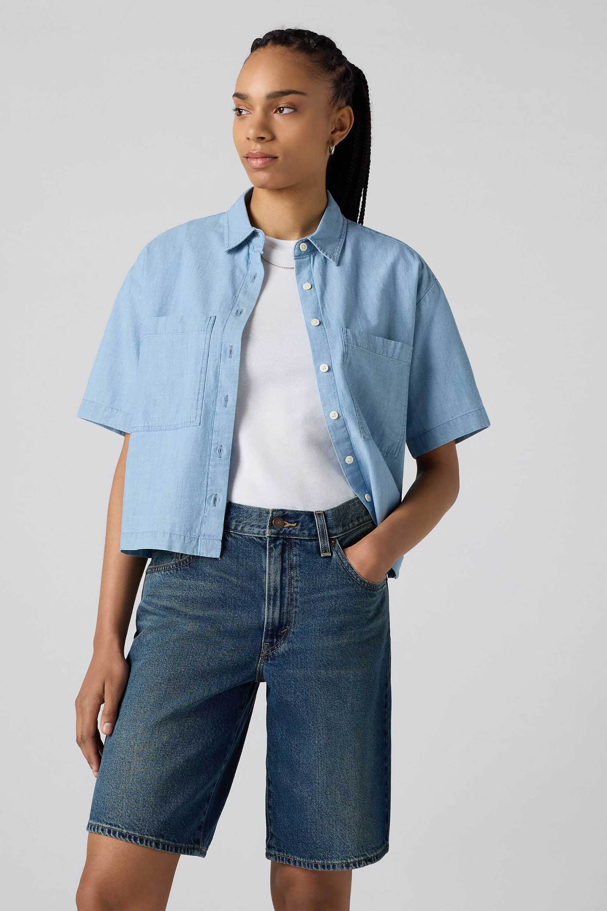Levi's® γυναικείο πουκάμισο cropped με τσέπες Relaxed Fit "Harlie"