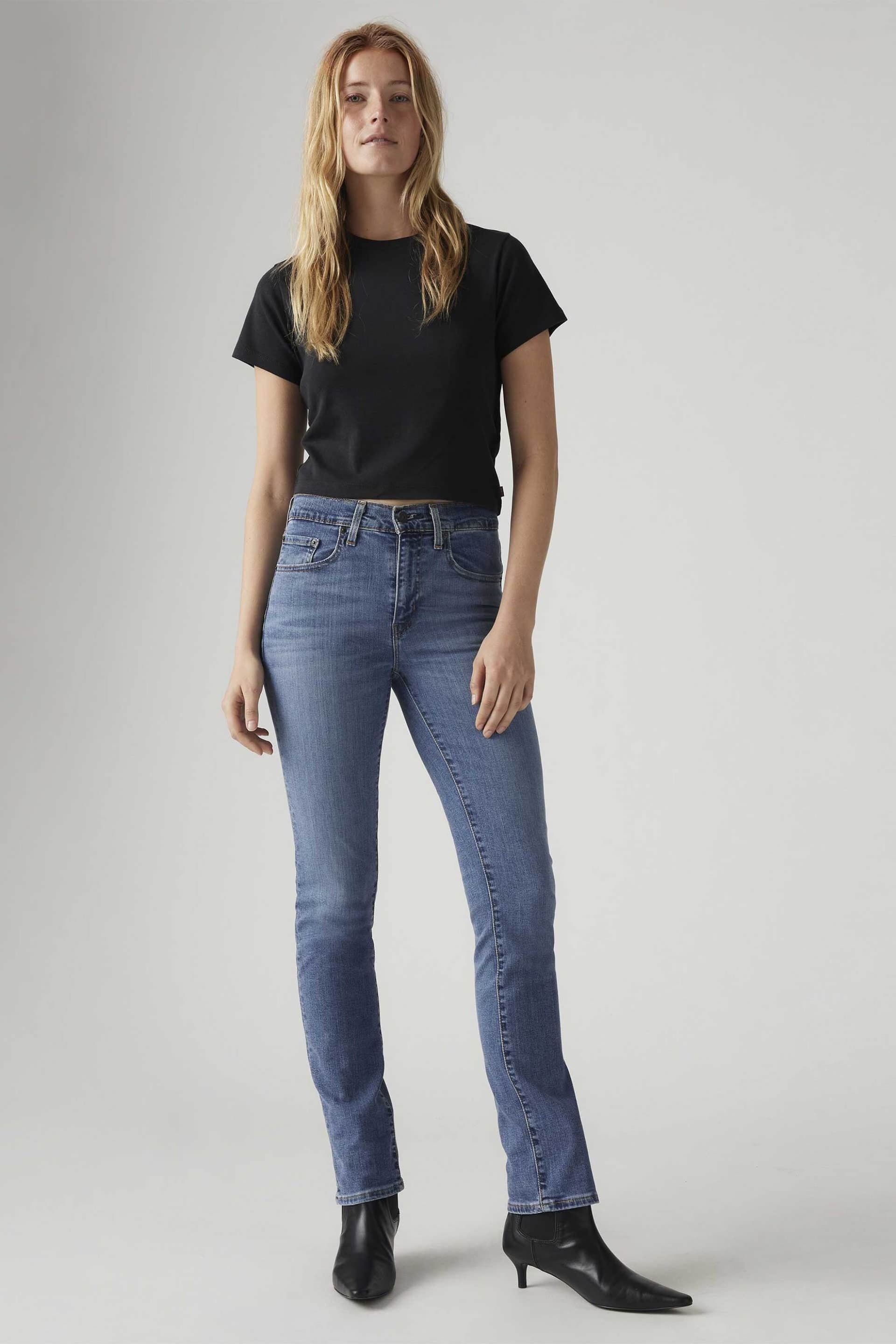 Levi's® γυναικείο τζιν παντελόνι ψηλόμεσο πεντάτσεπο Straight Fit "724"