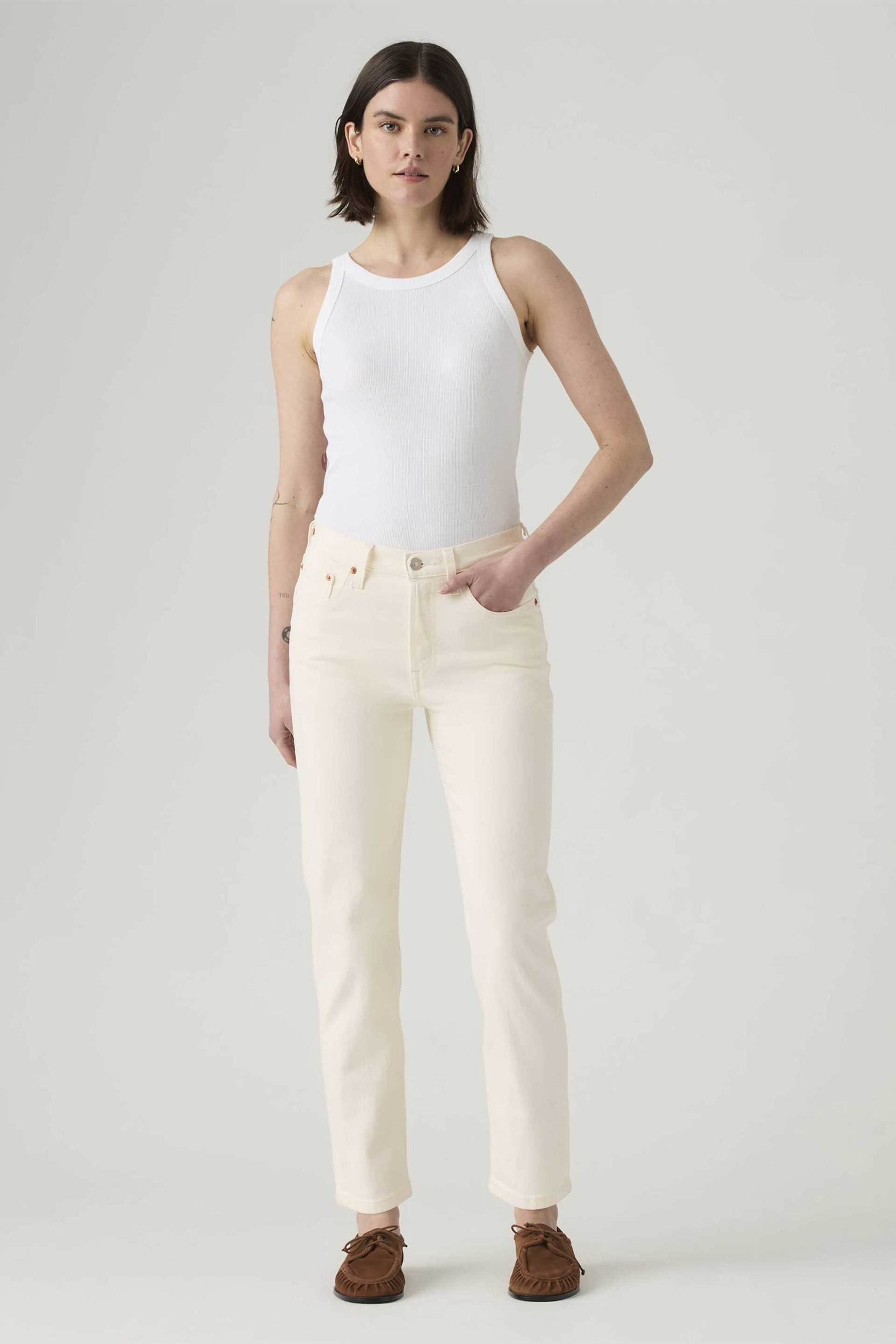 Levi's® γυναικείο τζιν παντελόνι ψηλόμεσο πεντάτσεπο cropped Straight Fit "501®"