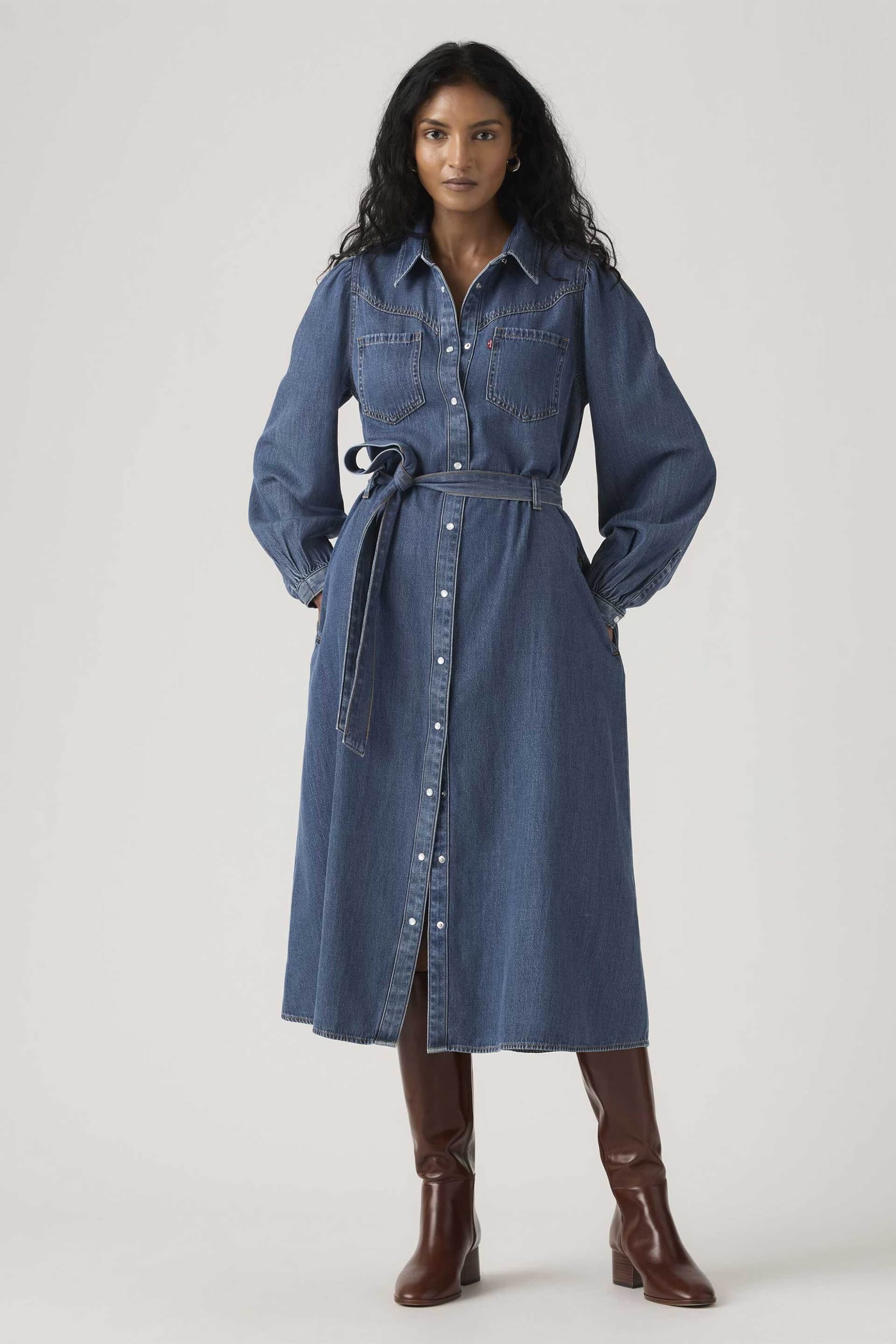 Levi's® γυναικείο denim midi φόρεμα σεμιζιέ με ζώνη Standard Fit "Journey"