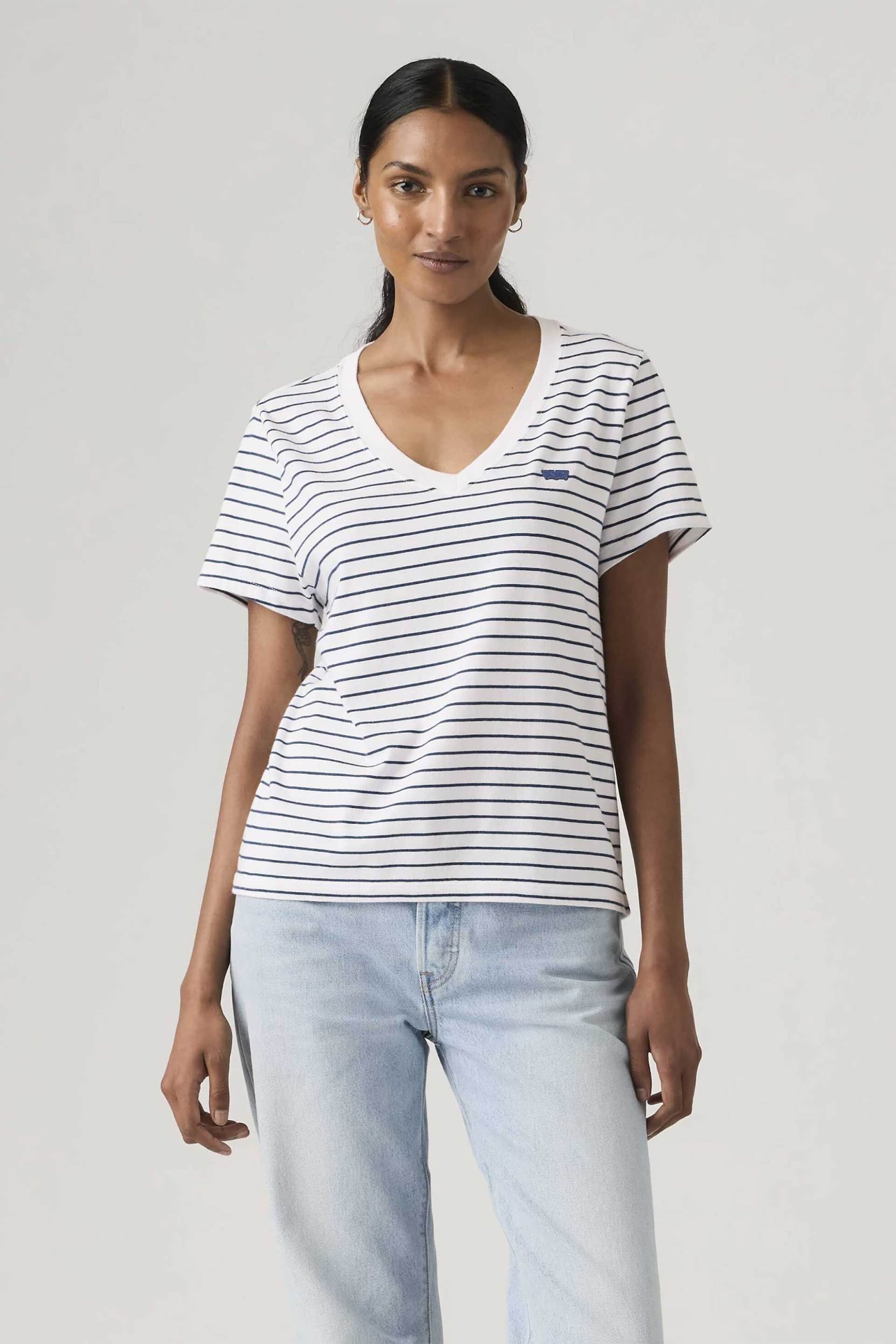 Levi's® γυναικείο T-shirt με ριγέ σχέδιο Standard Fit "Favorite" - 005J60021 Λευκό