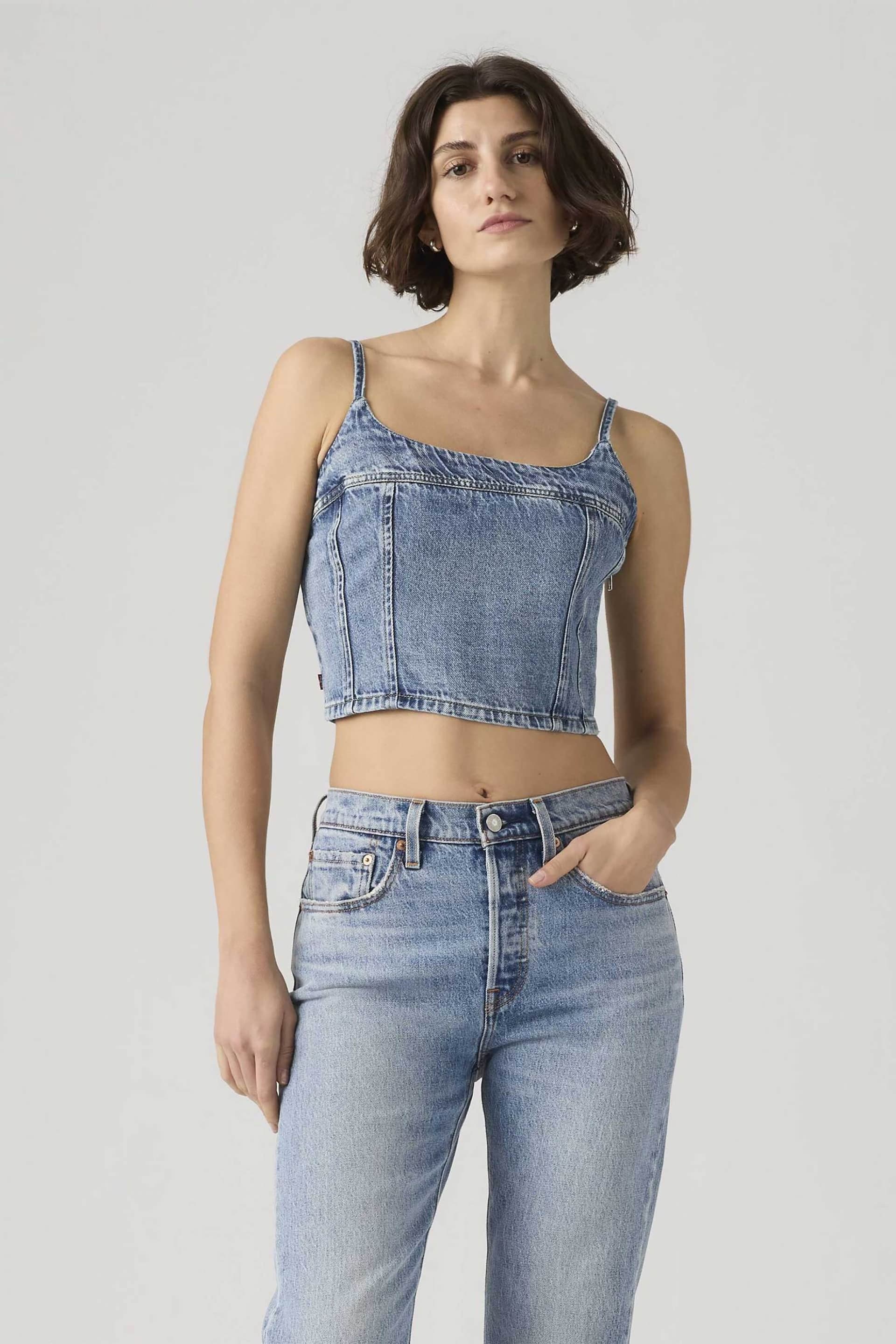 Levi's® γυναικείο denim τοπ αμάνικο cropped Slim Fit "Jadine"