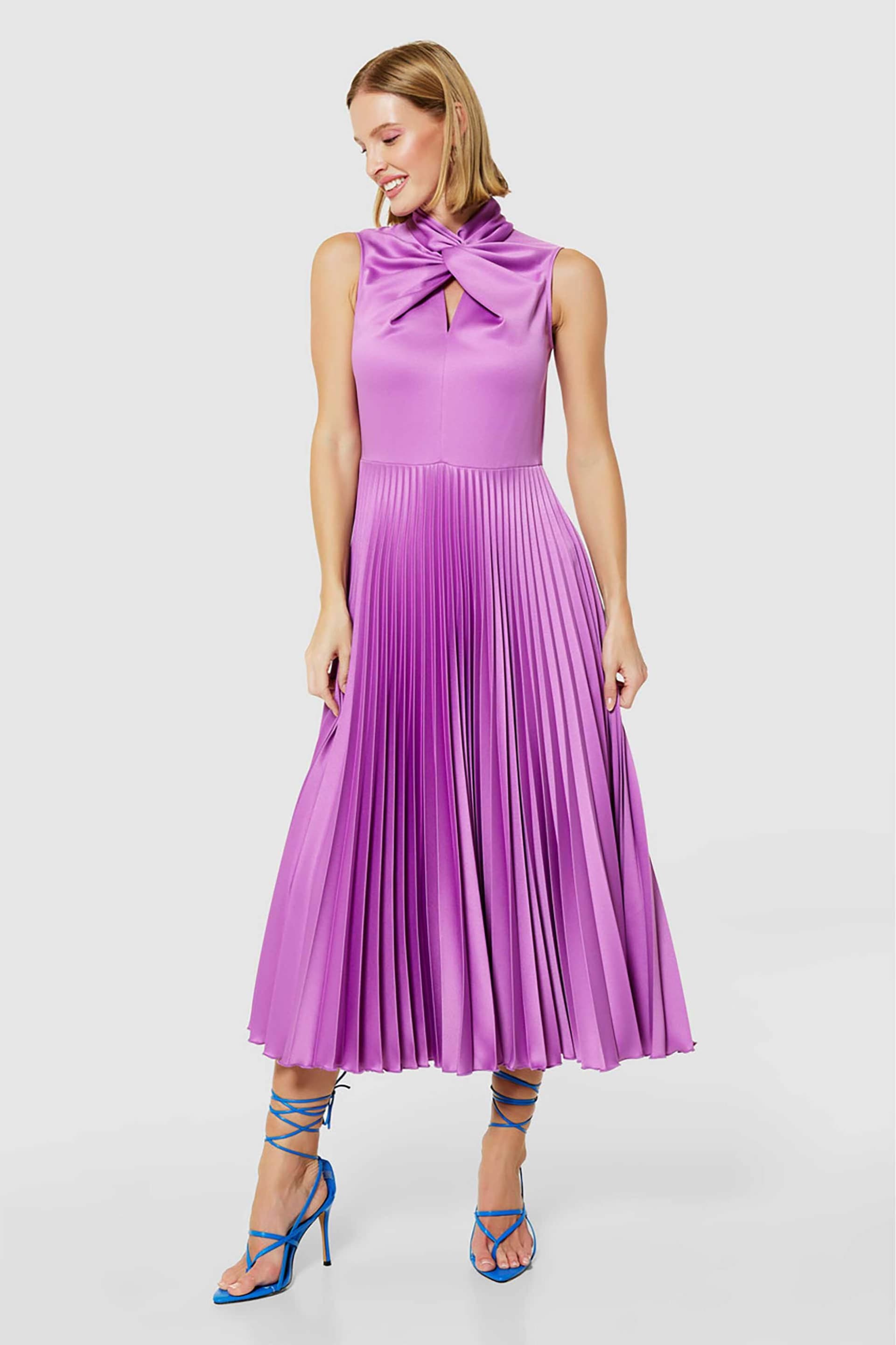 Closet London γυναικείο midi φόρεμα με σατέν όψη και πλισέ σχέδιο | 10
