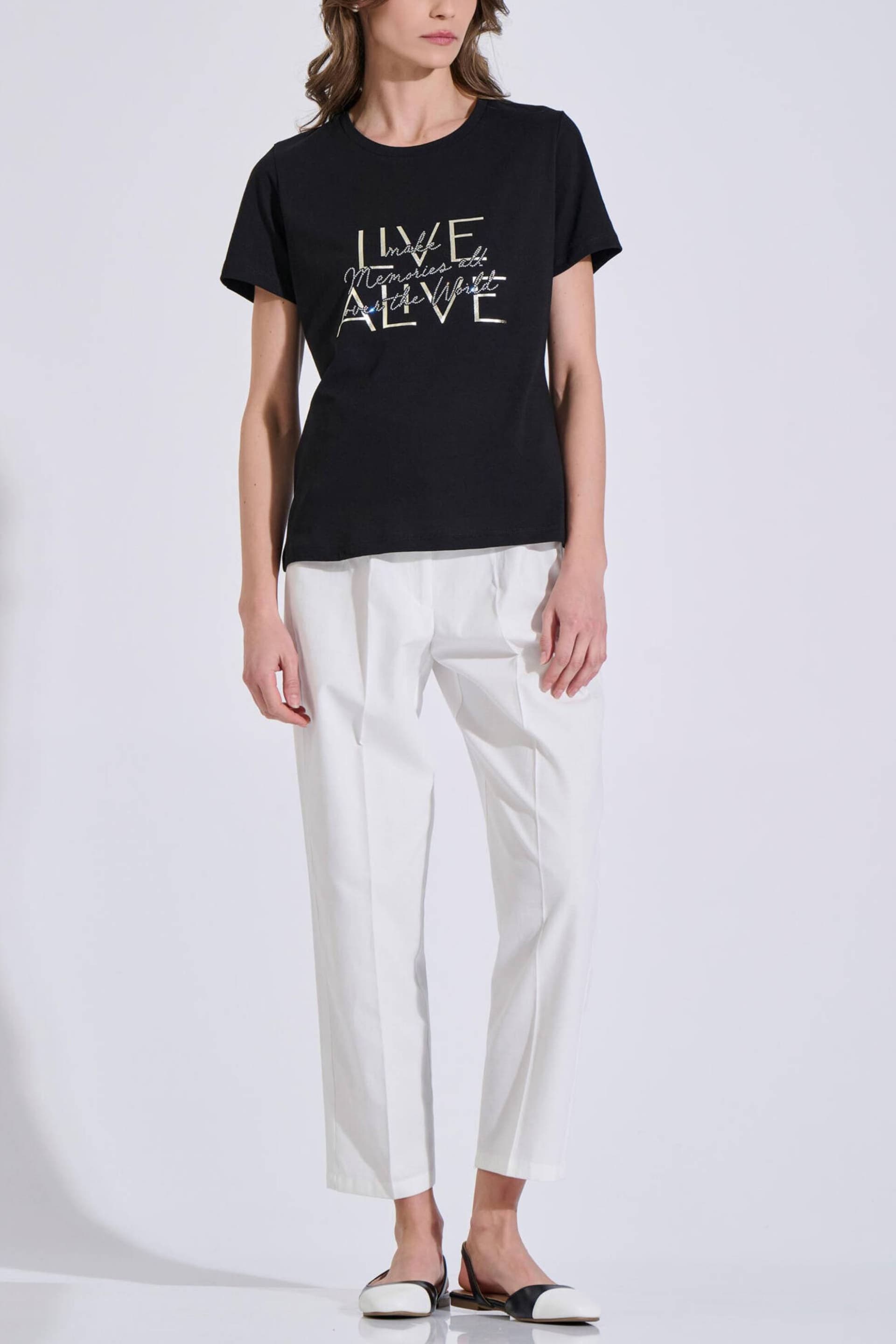 Bill Cost γυναικείο T-shirt με lettering από στρας
