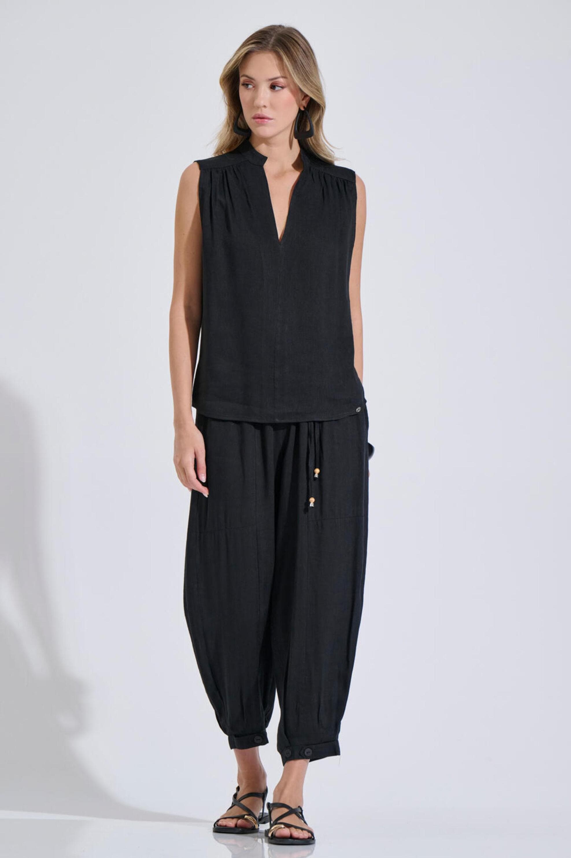 Bill Cost γυναικεία παντελόνα με ελαστική μέση cropped Relaxed Fit
