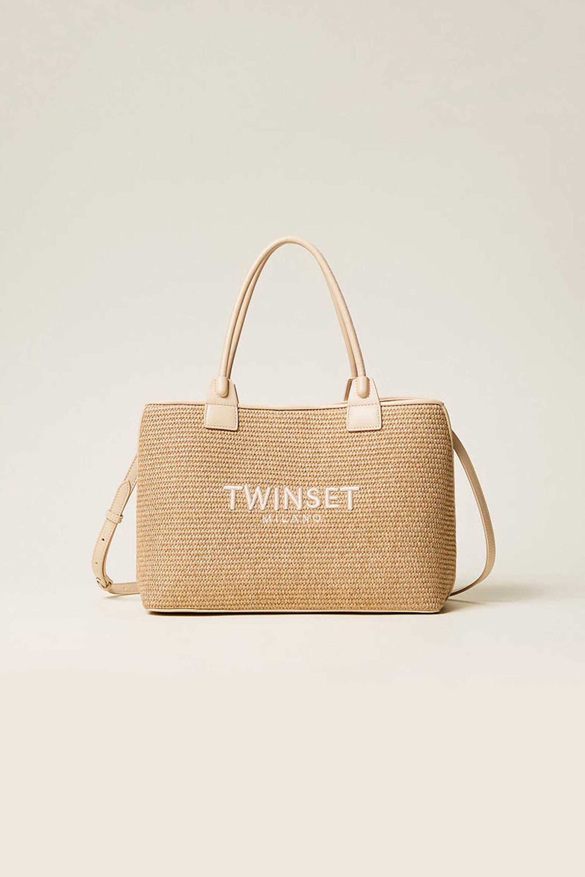 Twinset γυναικεία τσάντα ώμου shopper raffia effect | ONE SIZE