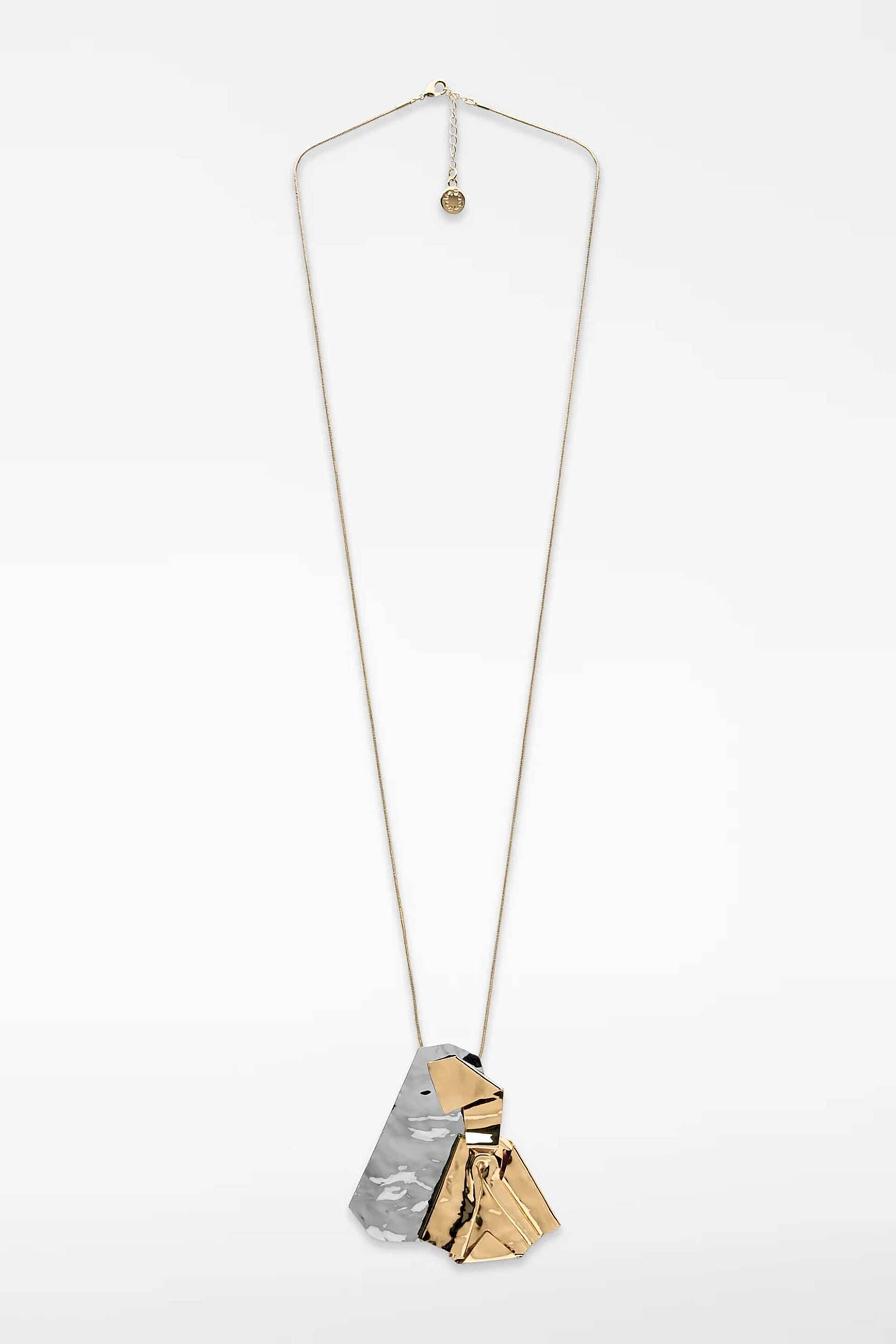 Adolfo Domínguez γυναικείο μεταλλικό κολιέ με πτυχωτό μενταγιόν | ONE SIZE