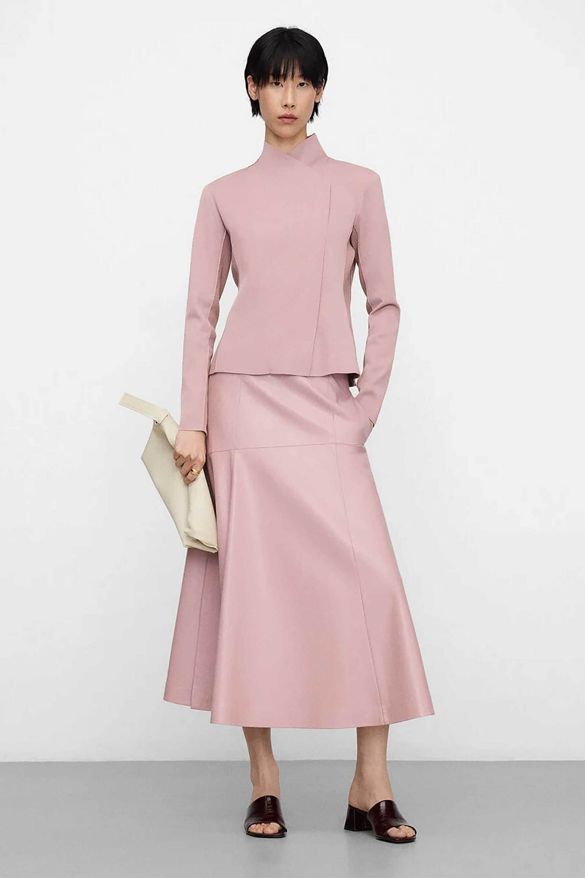 Adolfo Domínguez γυναικεία midi φούστα με faux δέρμα Α-Line