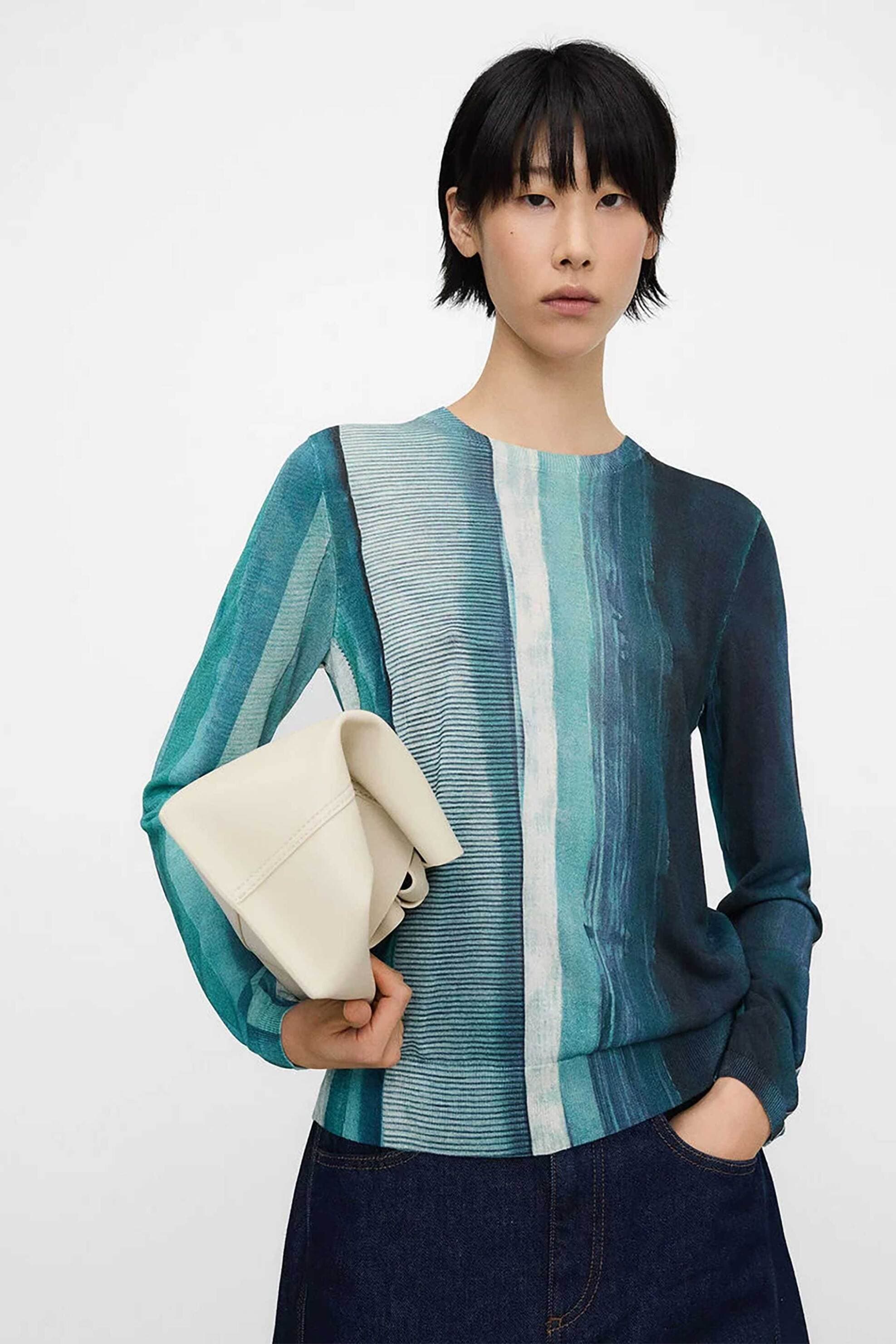 Adolfo Domínguez γυναικείο πουλόβερ με ριγέ σχέδιο ribbed