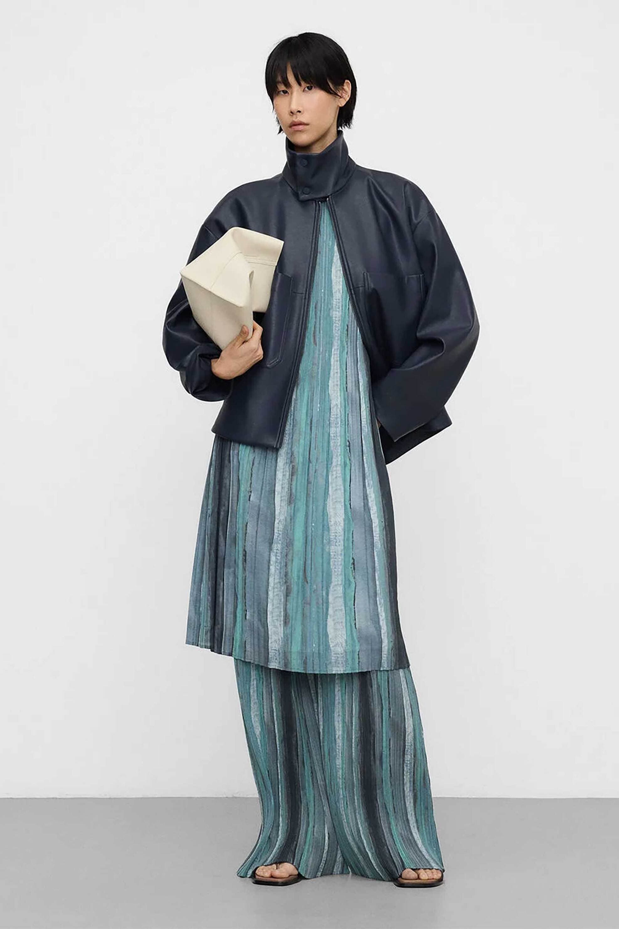 Adolfo Domínguez γυναικείο midi φόρεμα με ριγέ σχέδιο A-line