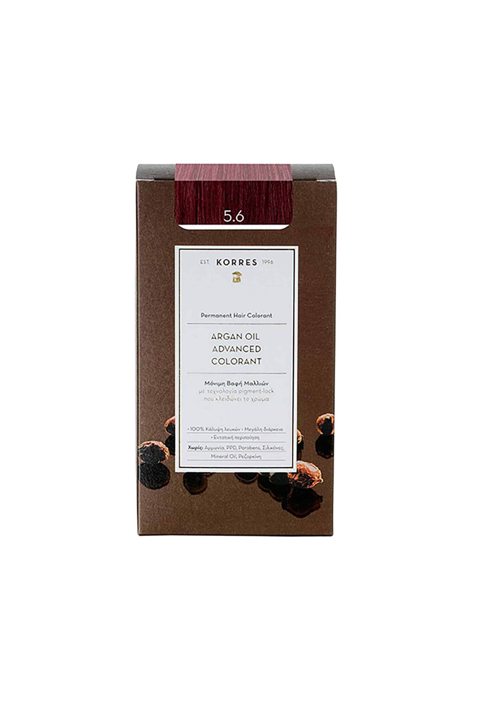 Korres Argan Oil Advanced Colorant 5.6 Καστανό Ανοιχτό Κόκκινο