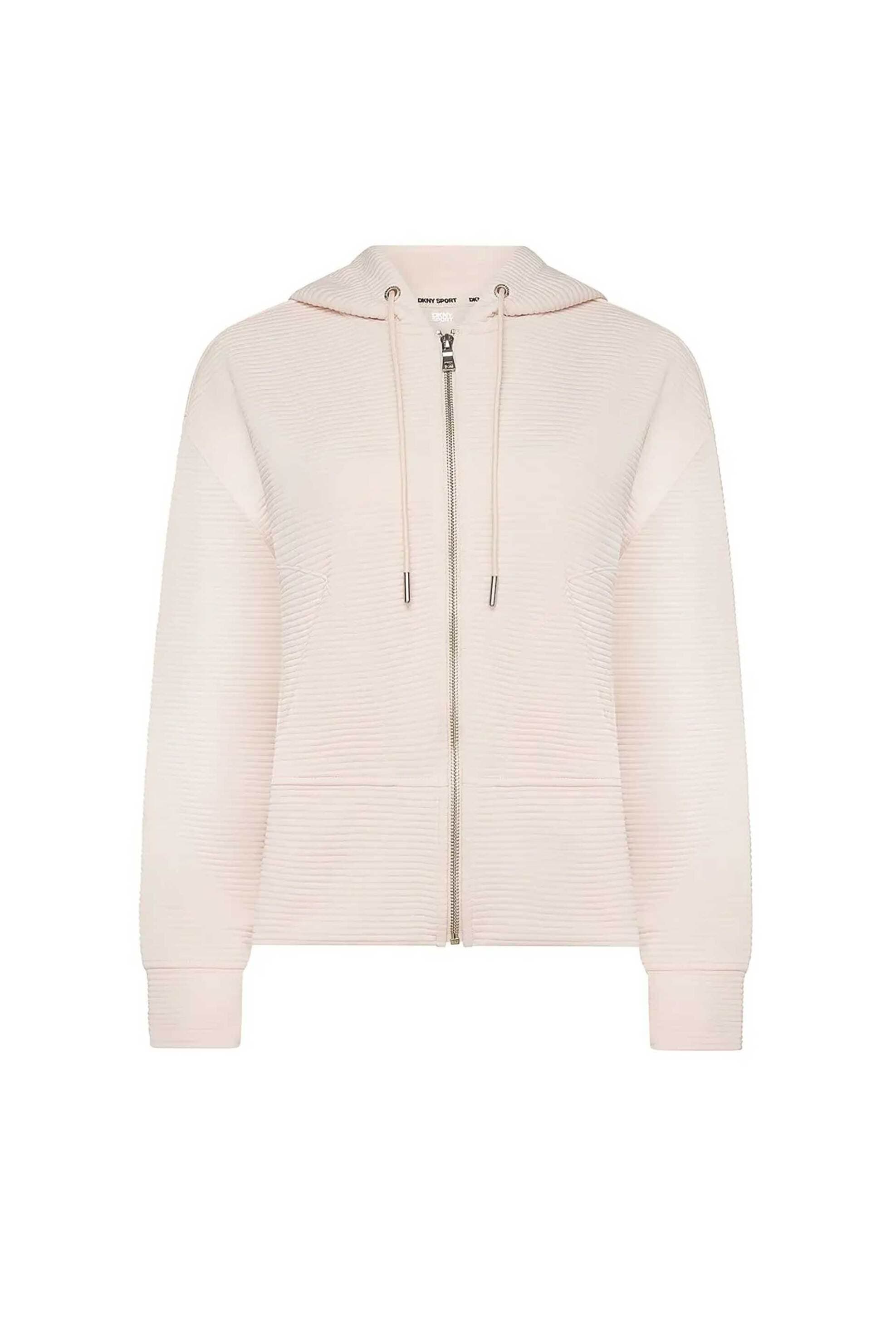 DKNY γυναικεία ζακέτα μονόχρωμη με κουκούλα