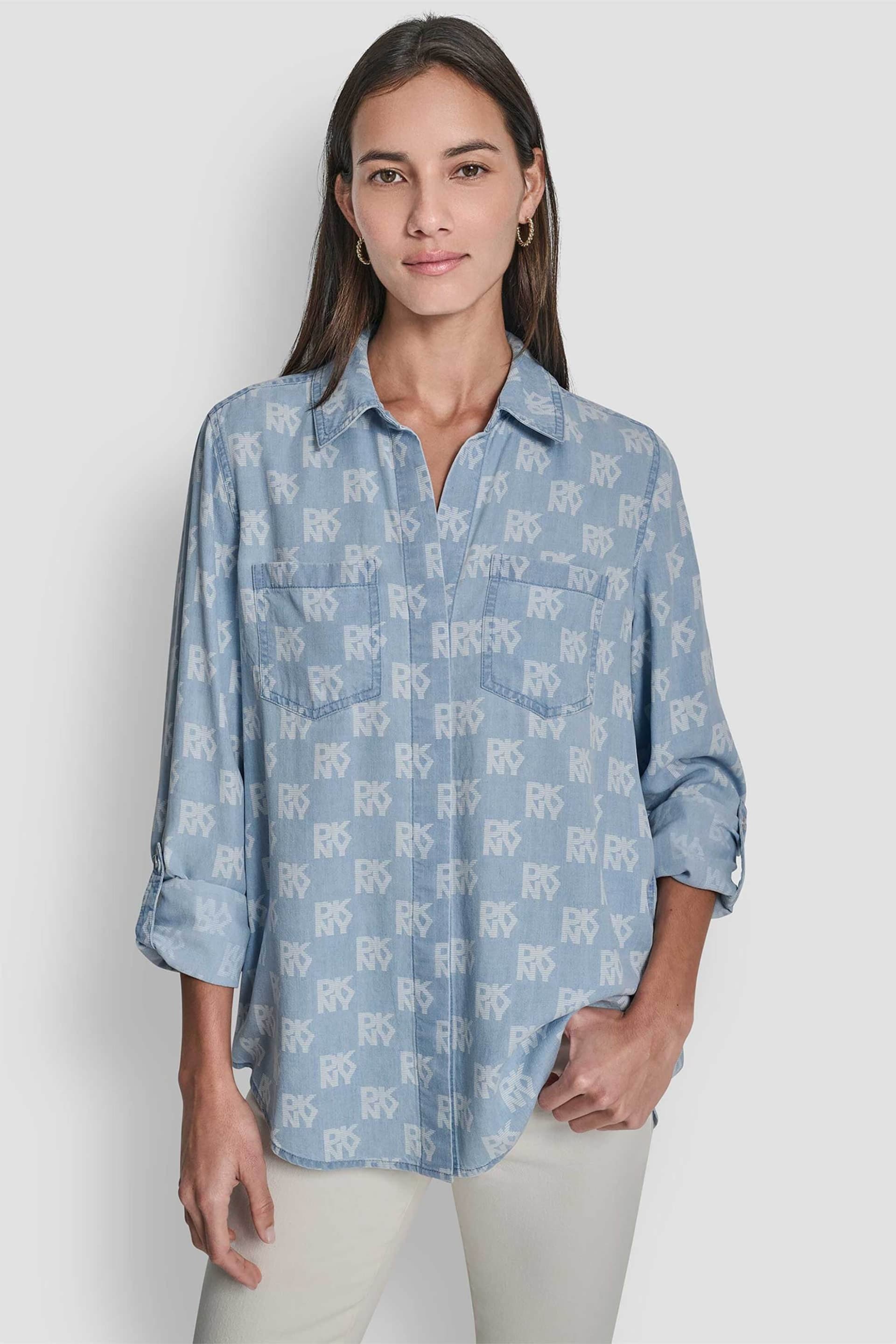 DKNY γυναικείο denim πουκάμισο με all-over logo print
