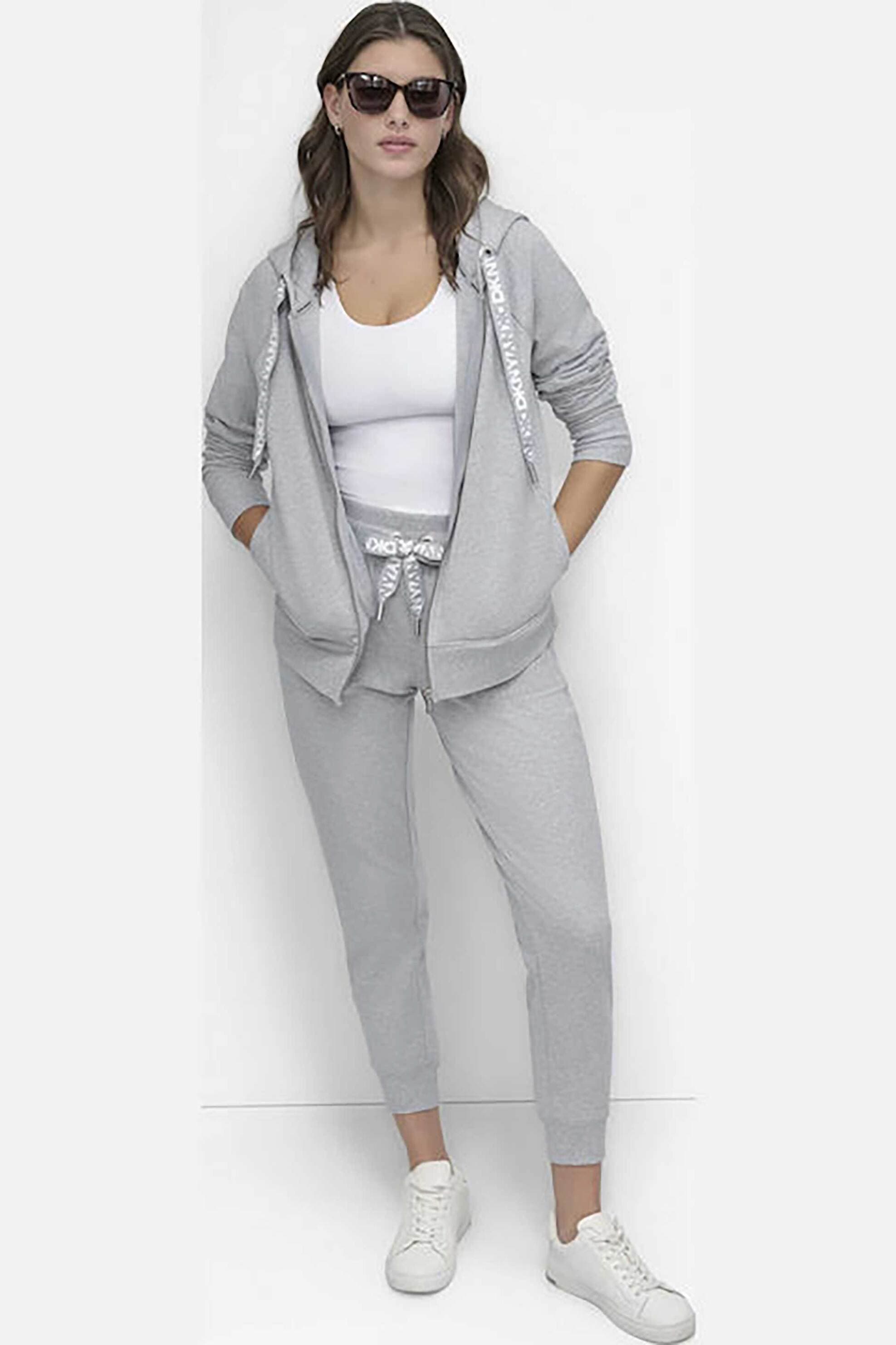 DKNY γυναικεία ζακέτα φούτερ με κουκούλα και ανάγλυφο λογότυπο Relaxed Fit