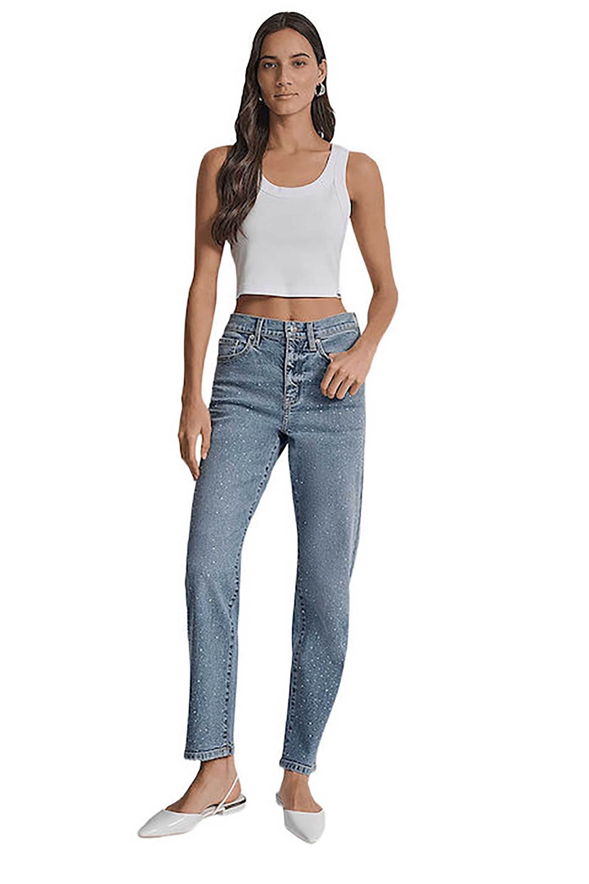 DKNY γυναικείο τζιν παντελόνι πεντάτσεπο με στρας