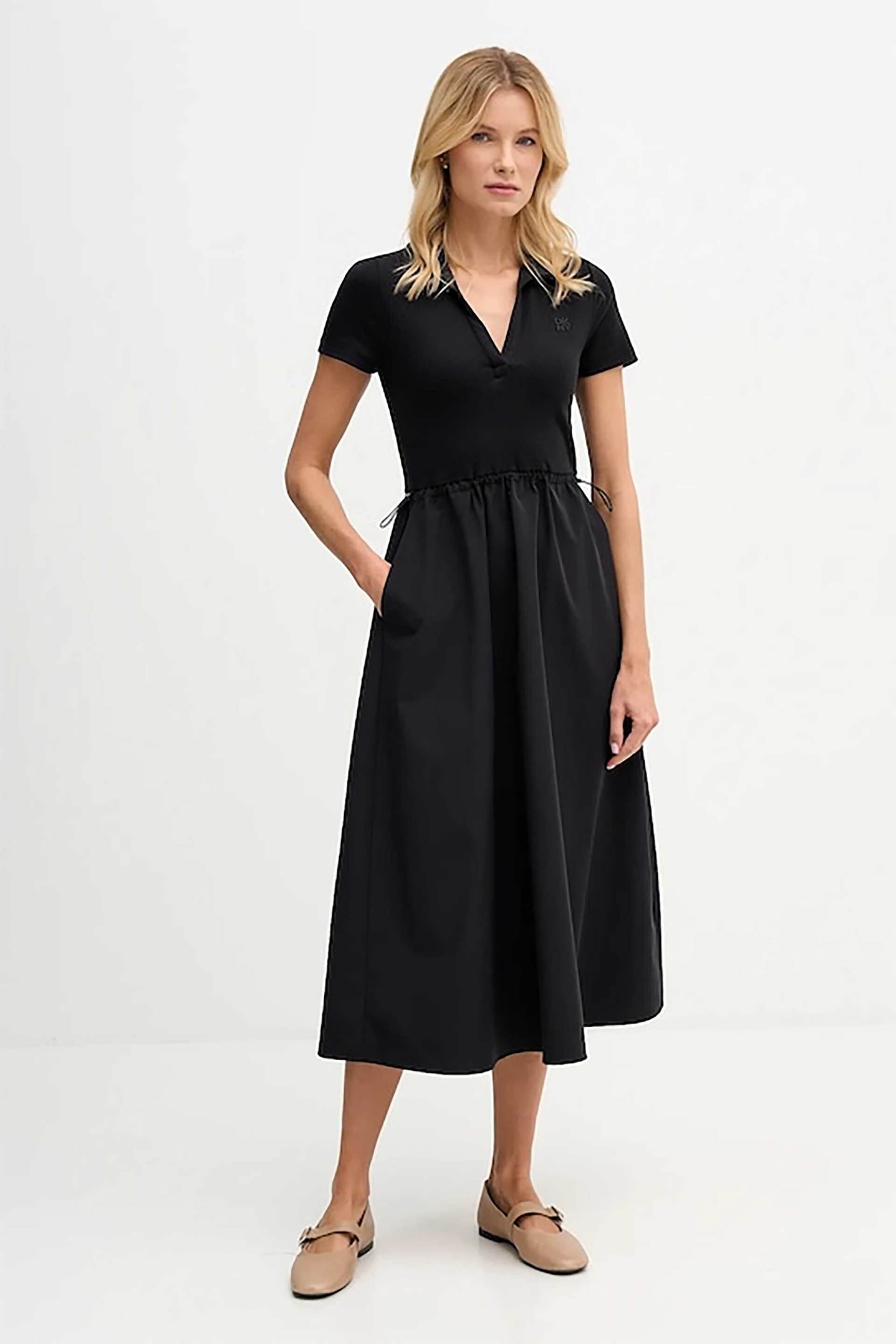 DKNY γυναικείο midi φόρεμα με κεντημένο λογότυπο μονόχρωμο