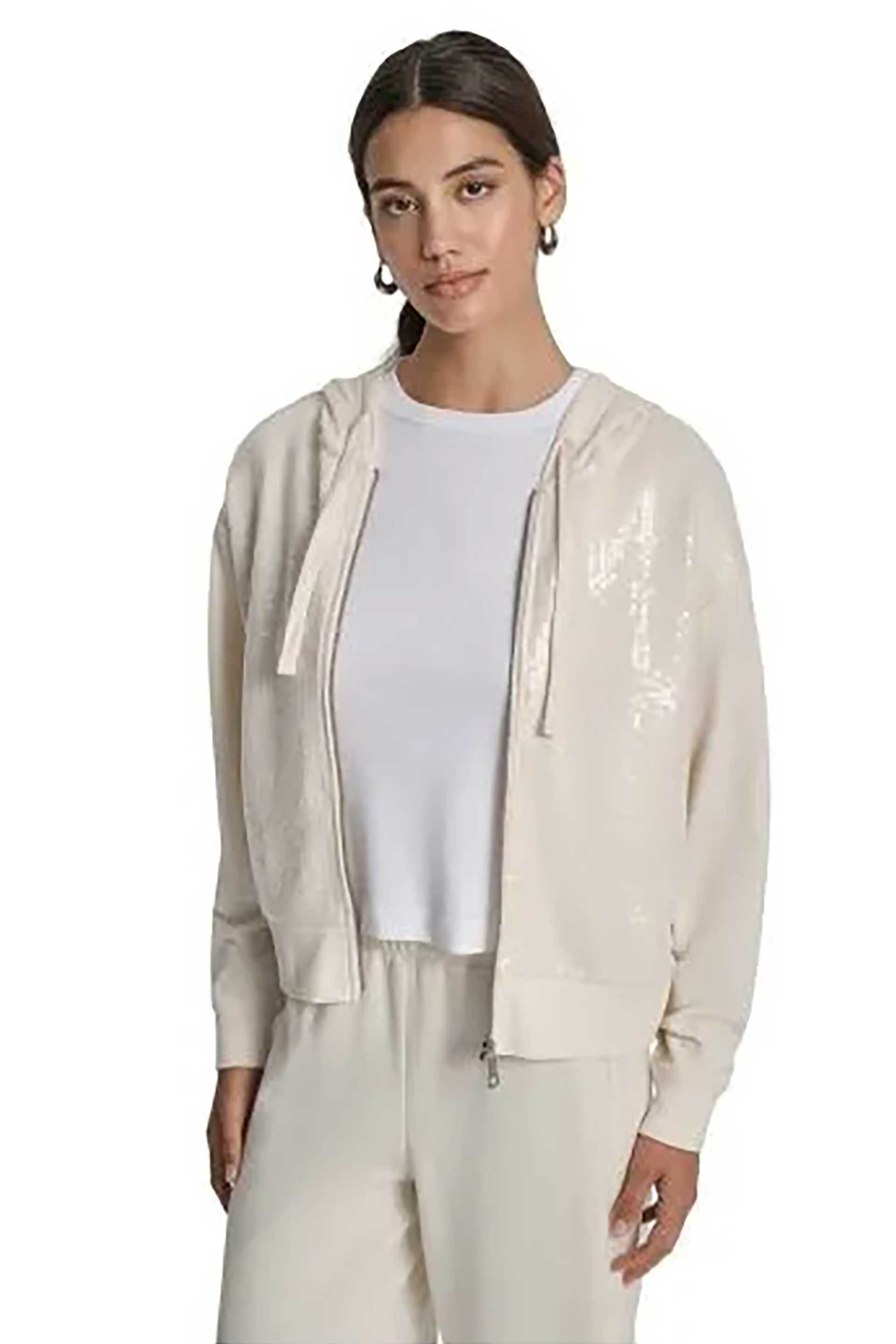DKNY γυναικεία ζακέτα φούτερ με κουκούλα και παγιέτες
