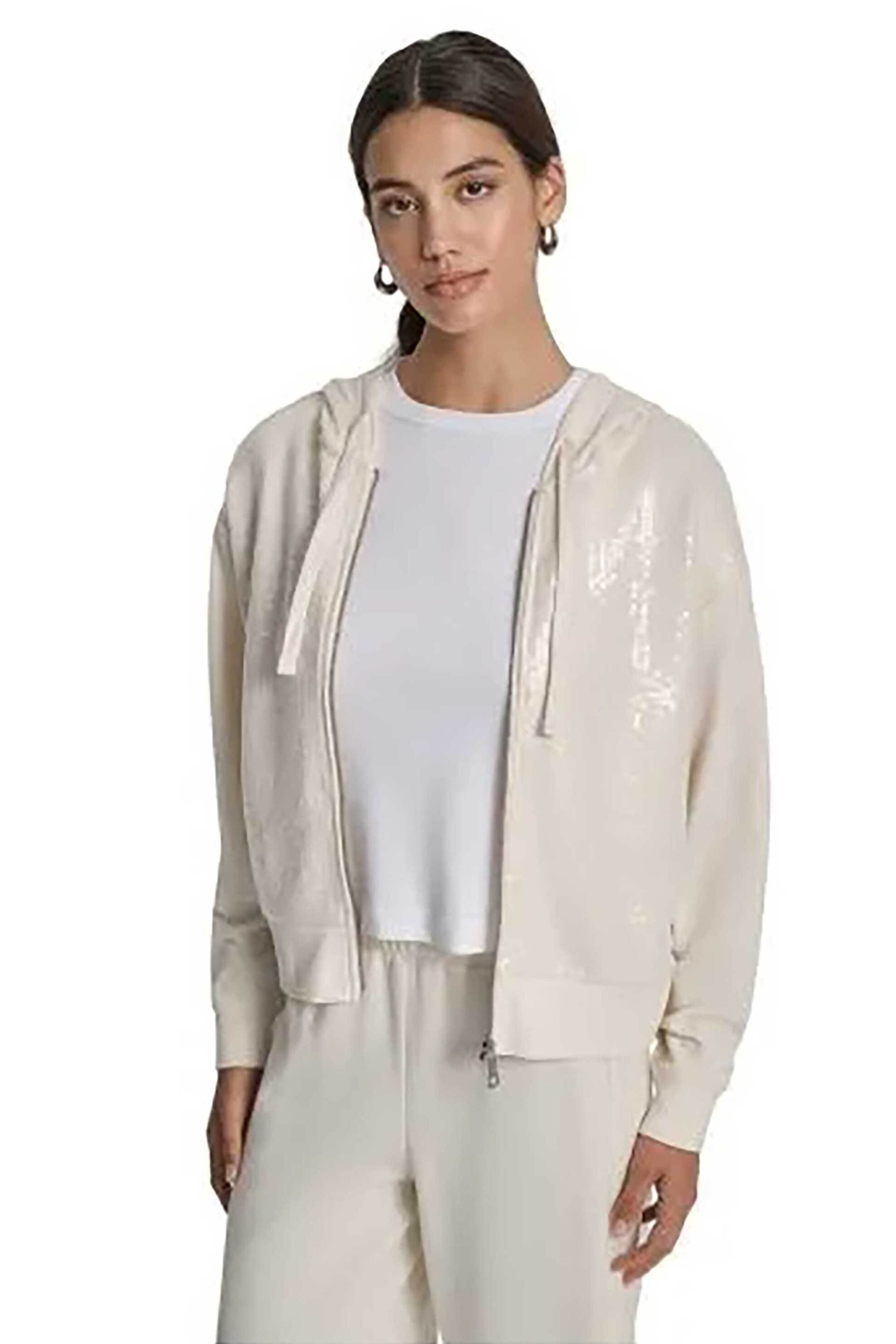 DKNY γυναικεία ζακέτα φούτερ με κουκούλα και παγιέτες