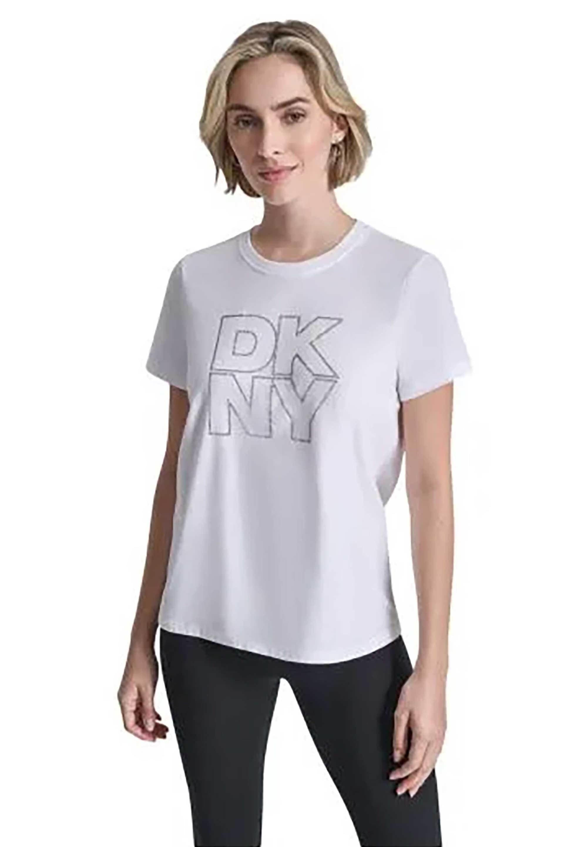 DKNY γυναικείο T-shirt με logo print απο στρας