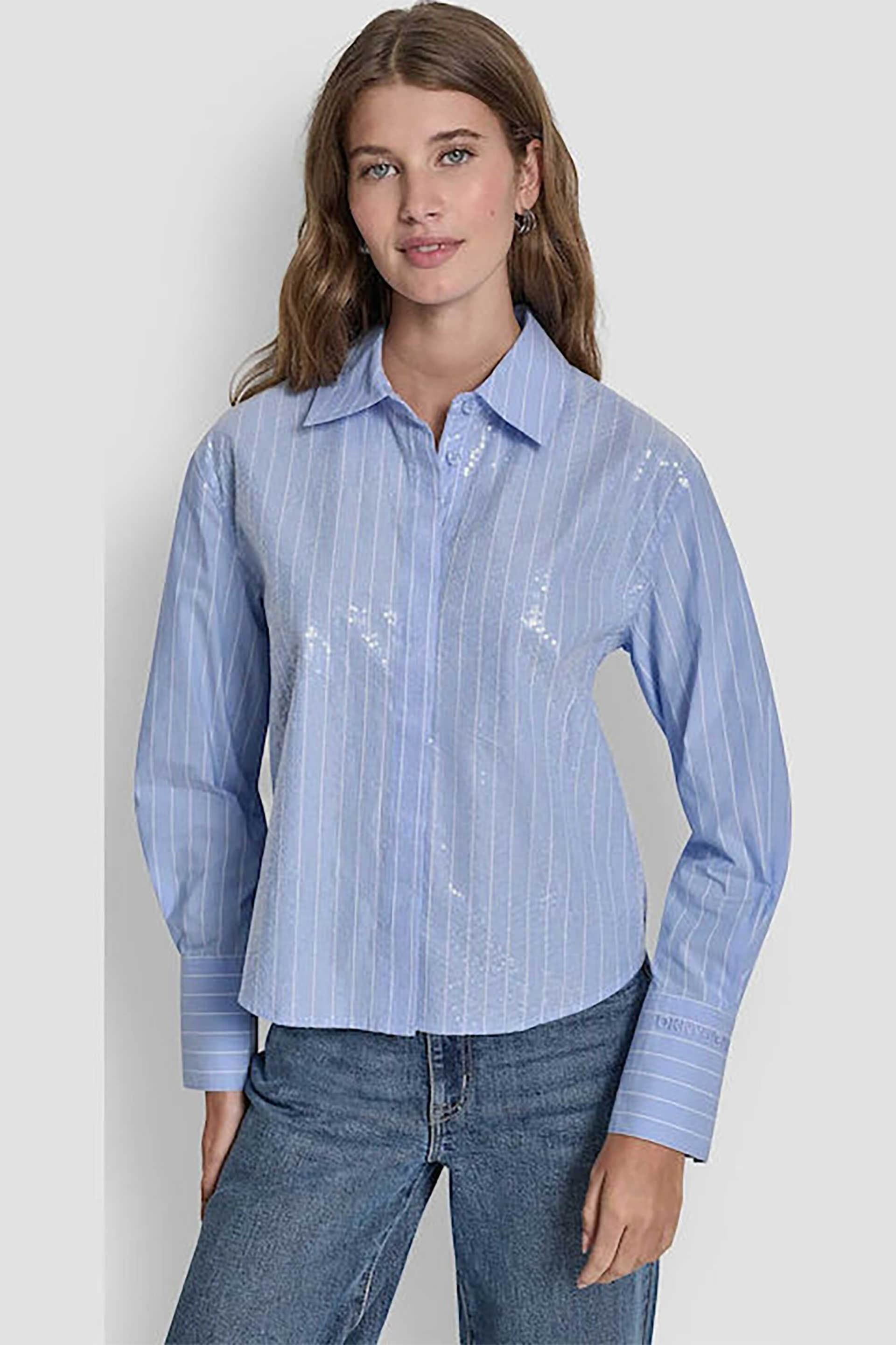 DKNY γυναικείο πουκάμισο με ριγέ σχέδιο και λαμπερή όψη