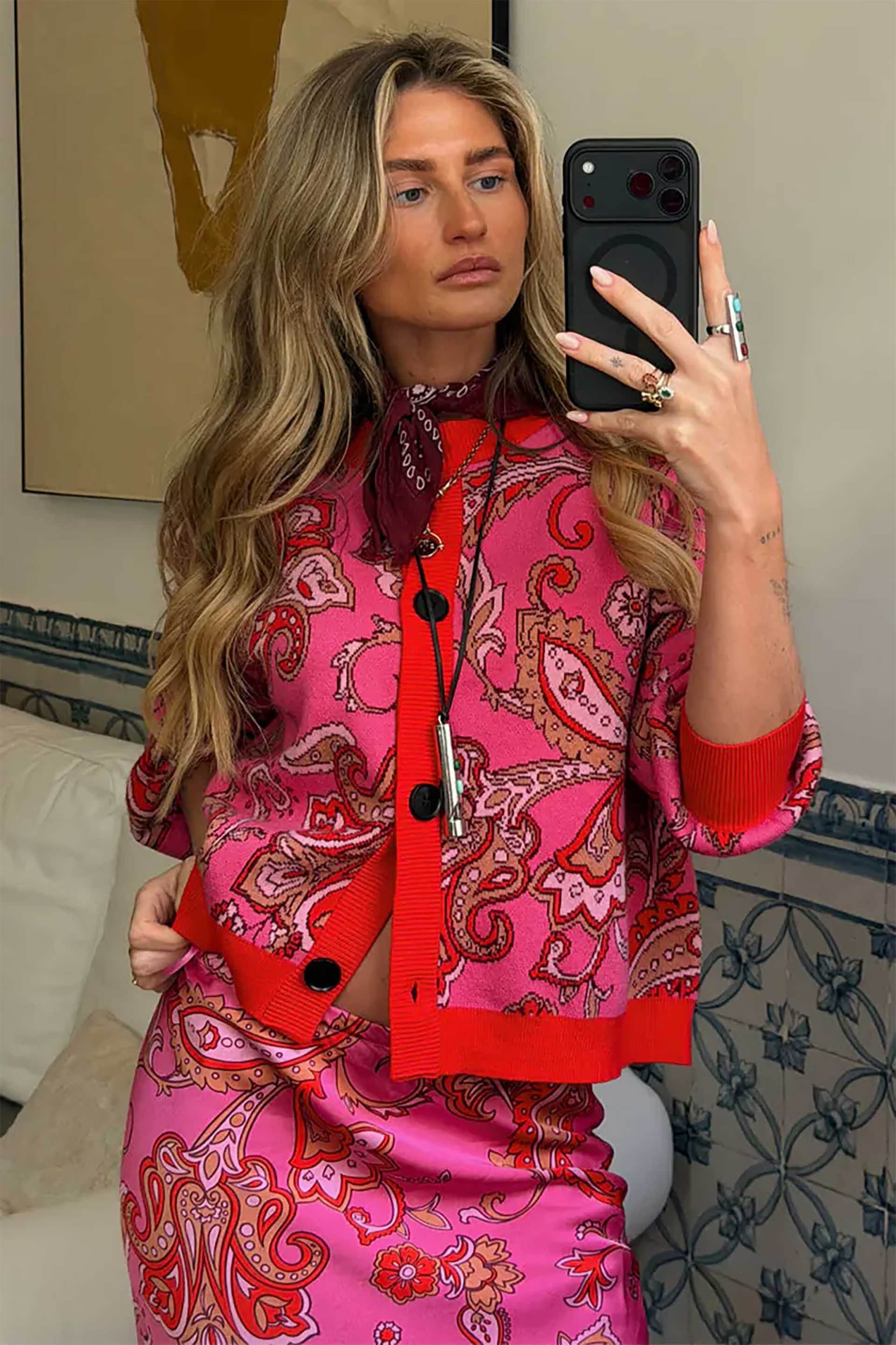 Never Fully Dressed γυναικεία ζακέτα με paisley σχέδιο "Pink Paisley Oslo"