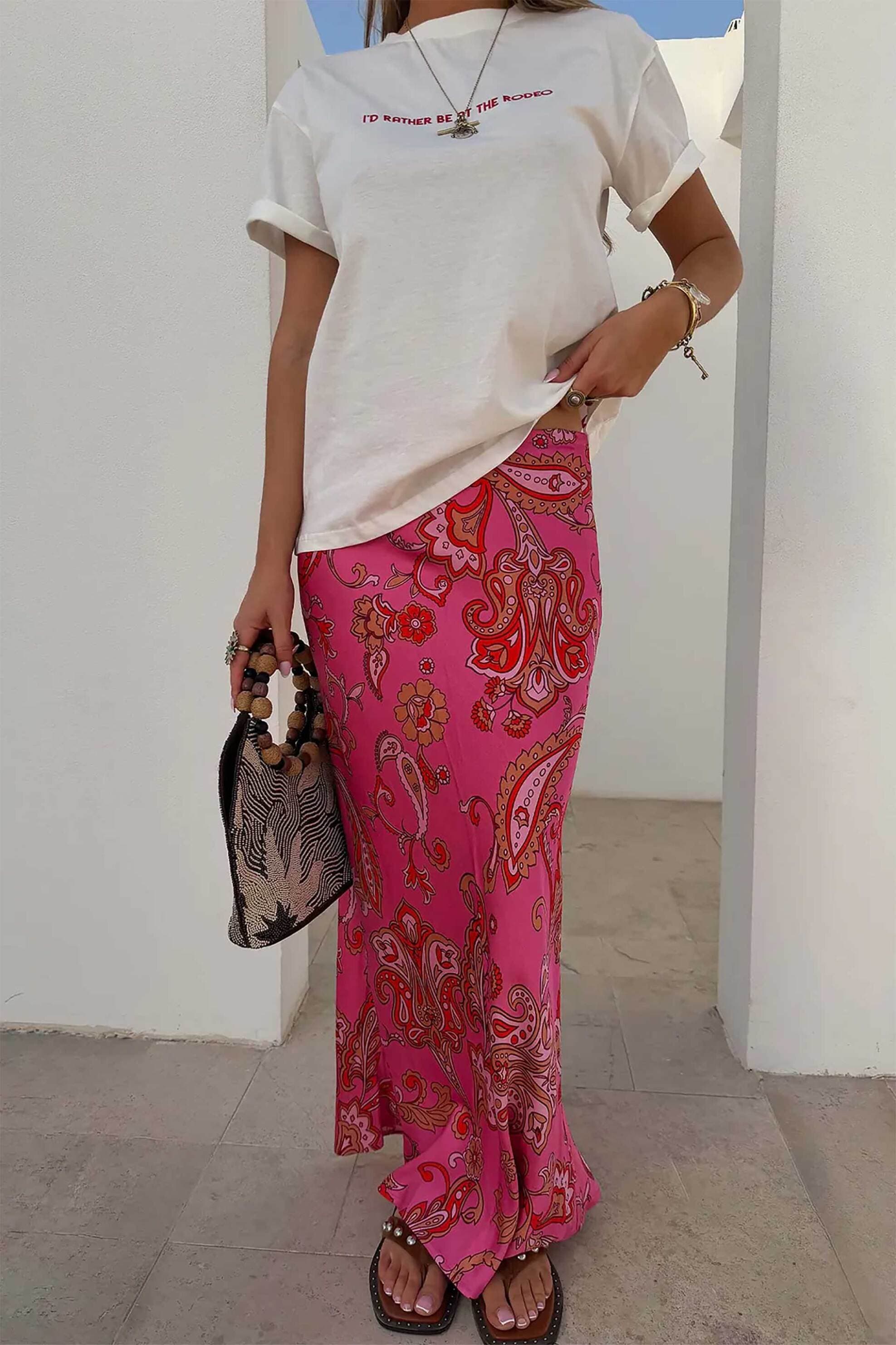 Never Fully Dressed γυναικεία maxi φούστα "Pink Paisley Dorris"
