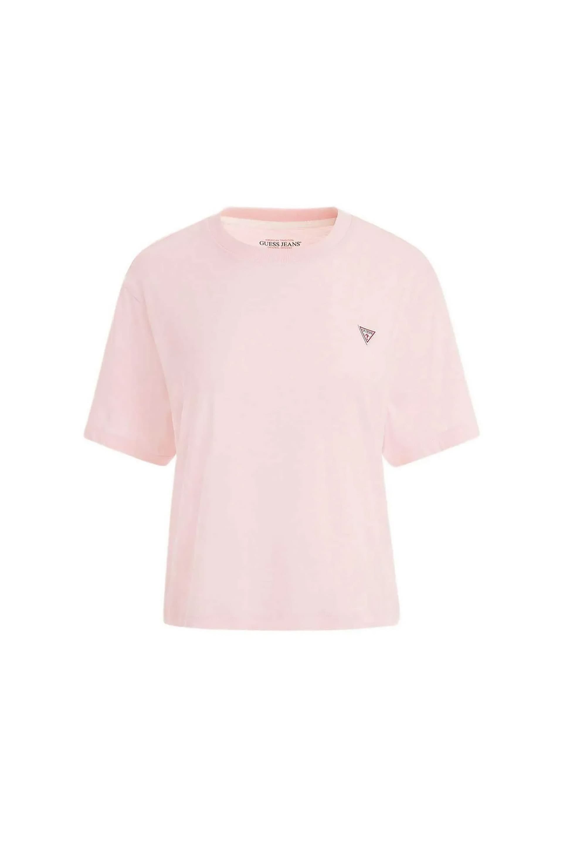 Guess γυναικείο T-shirt με τριγωνικό λογότυπο στο στήθος Boxy Fit