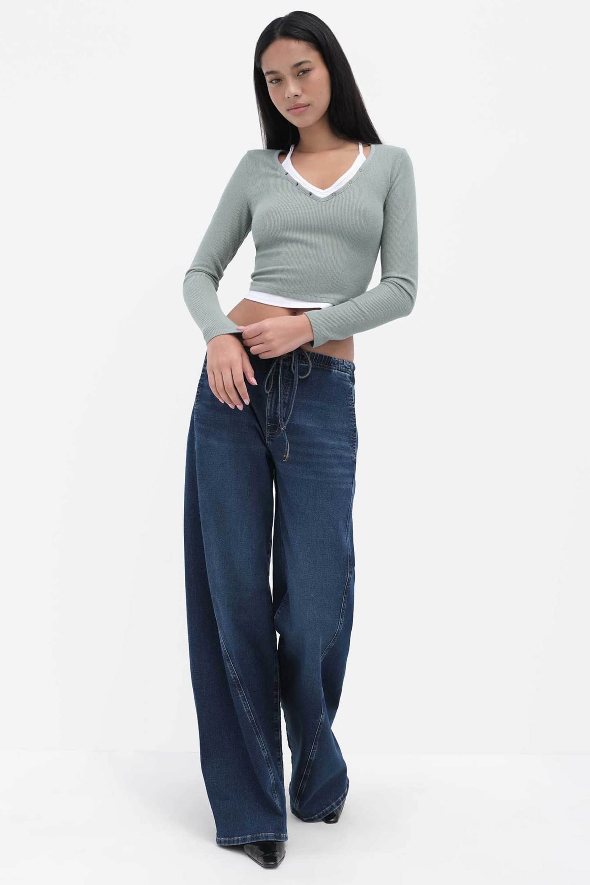 Guess γυναικείο τζιν παντελόνι με ελαστική μέση Wide Leg