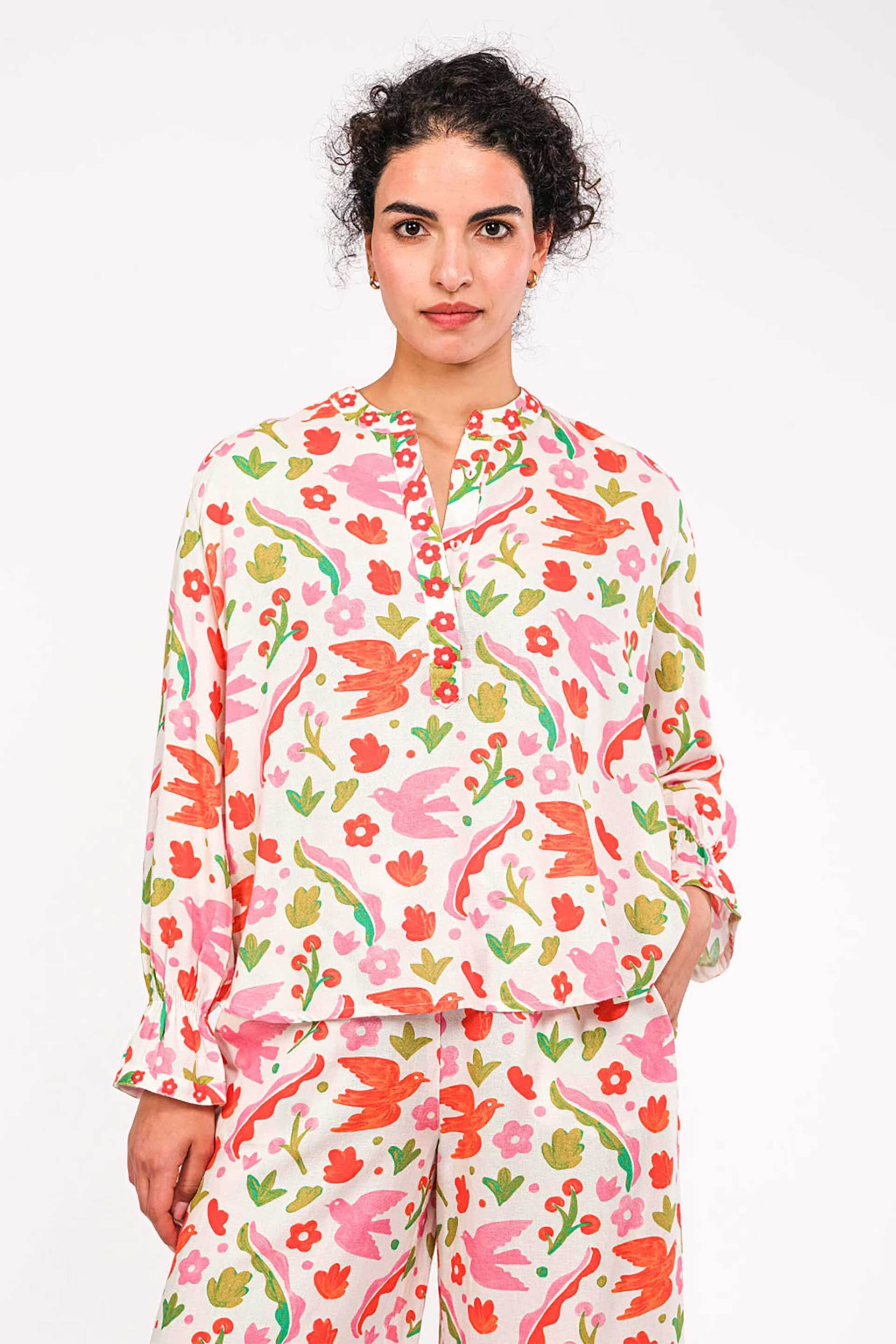 Nimo With Love γυναικεία μπλούζα με print "Broom Ikat Red"