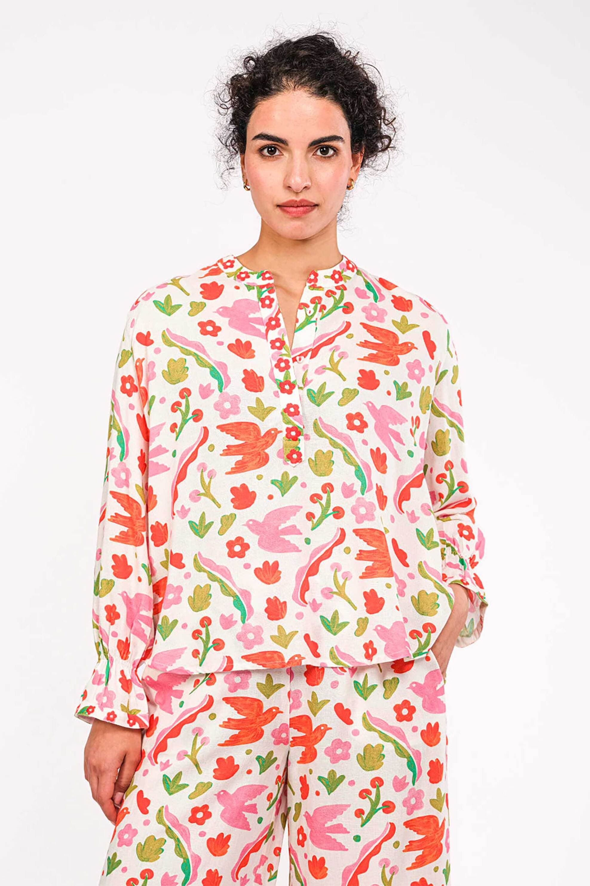 Nimo With Love γυναικεία μπλούζα με print "Broom Ikat Red"