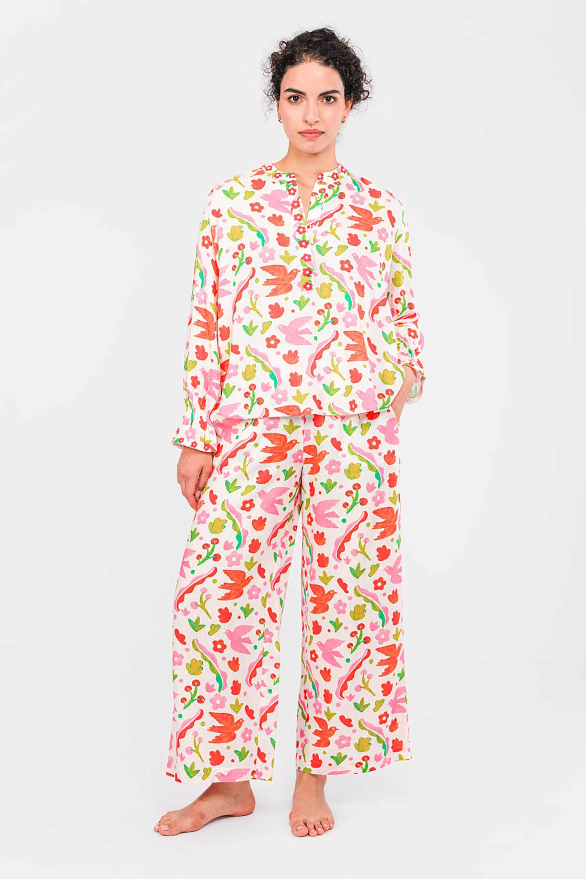 Nimo With Love γυναικείο παντελόνι με κεντήματα "Fennel Village"