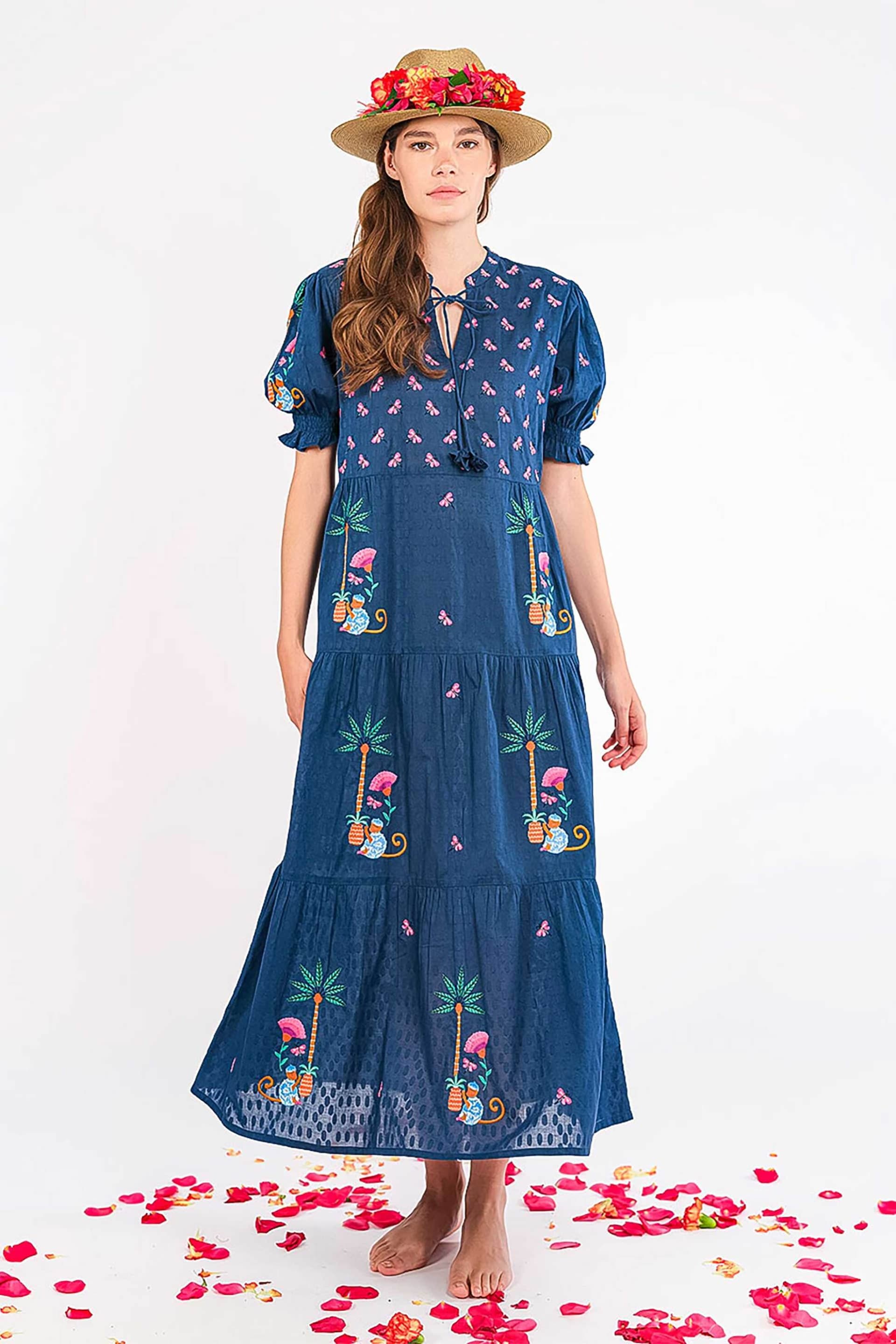 Nimo With Love γυναικείο midi φόρεμα με κέντημα "Flaming Katy"