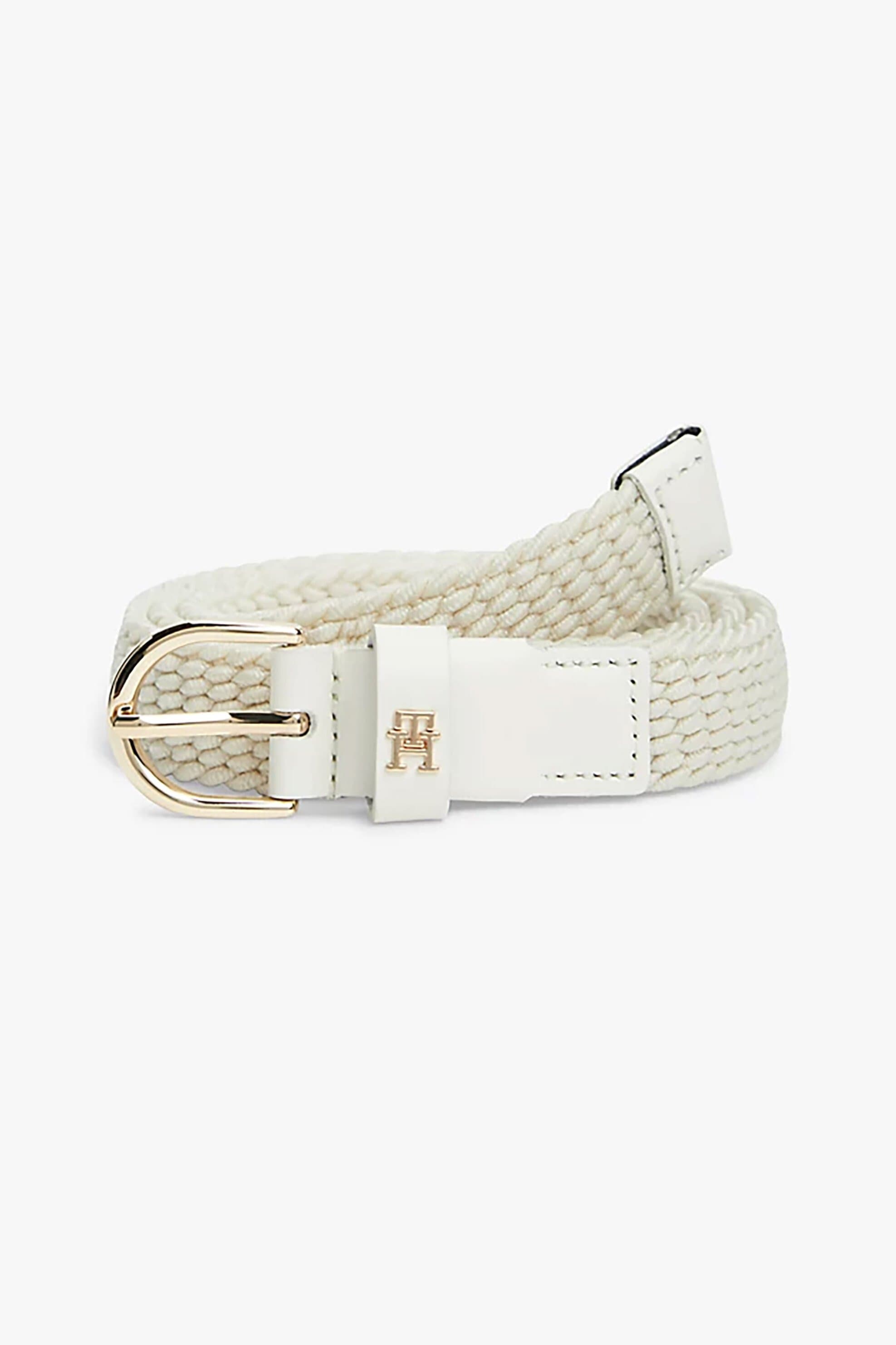 Tommy Hilfiger γυναικεία ζώνη με μεταλλικό monogram και πλεκτό σχέδιο