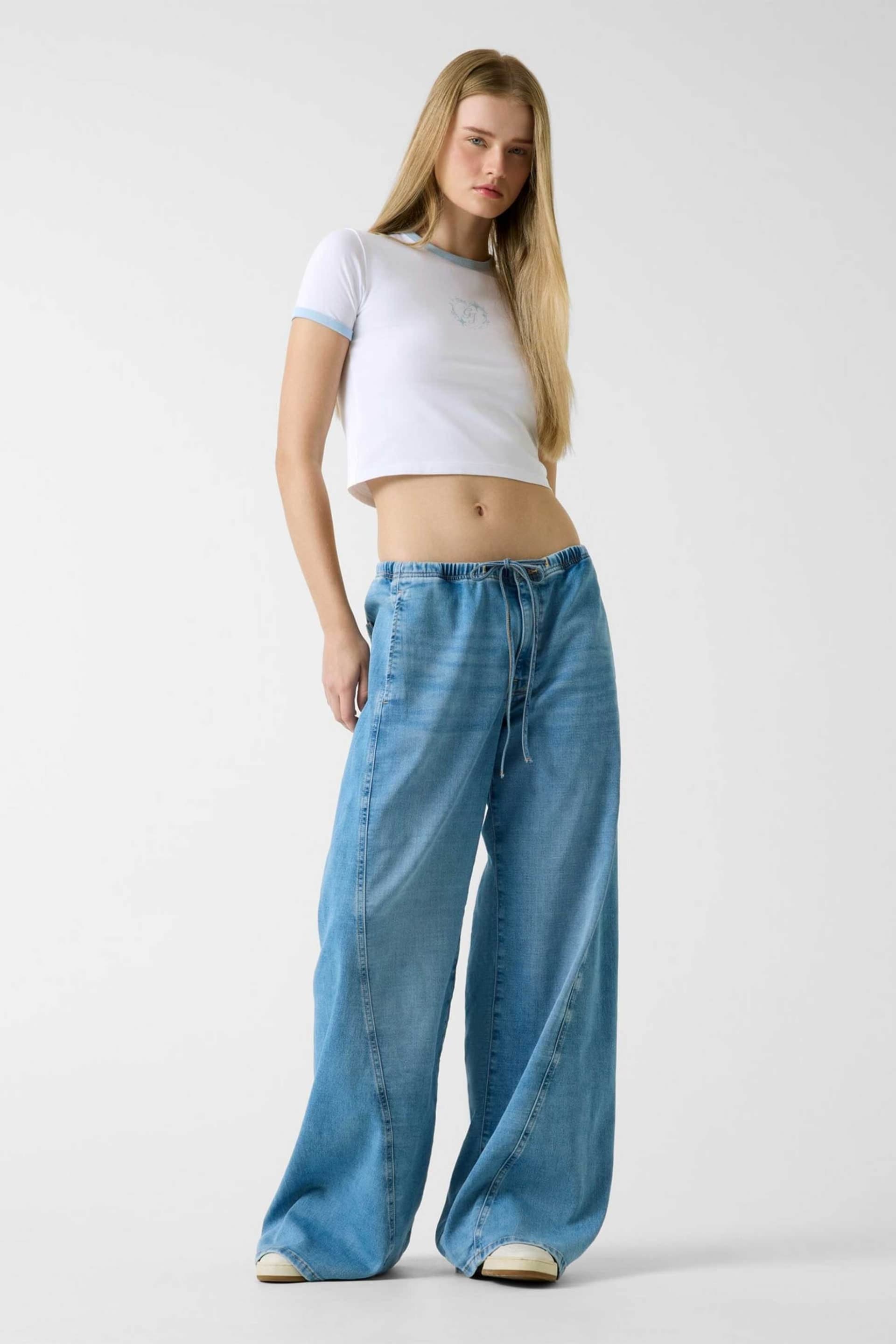 Guess γυναικείο τζιν παντελόνι με ελαστική μέση Wide Leg