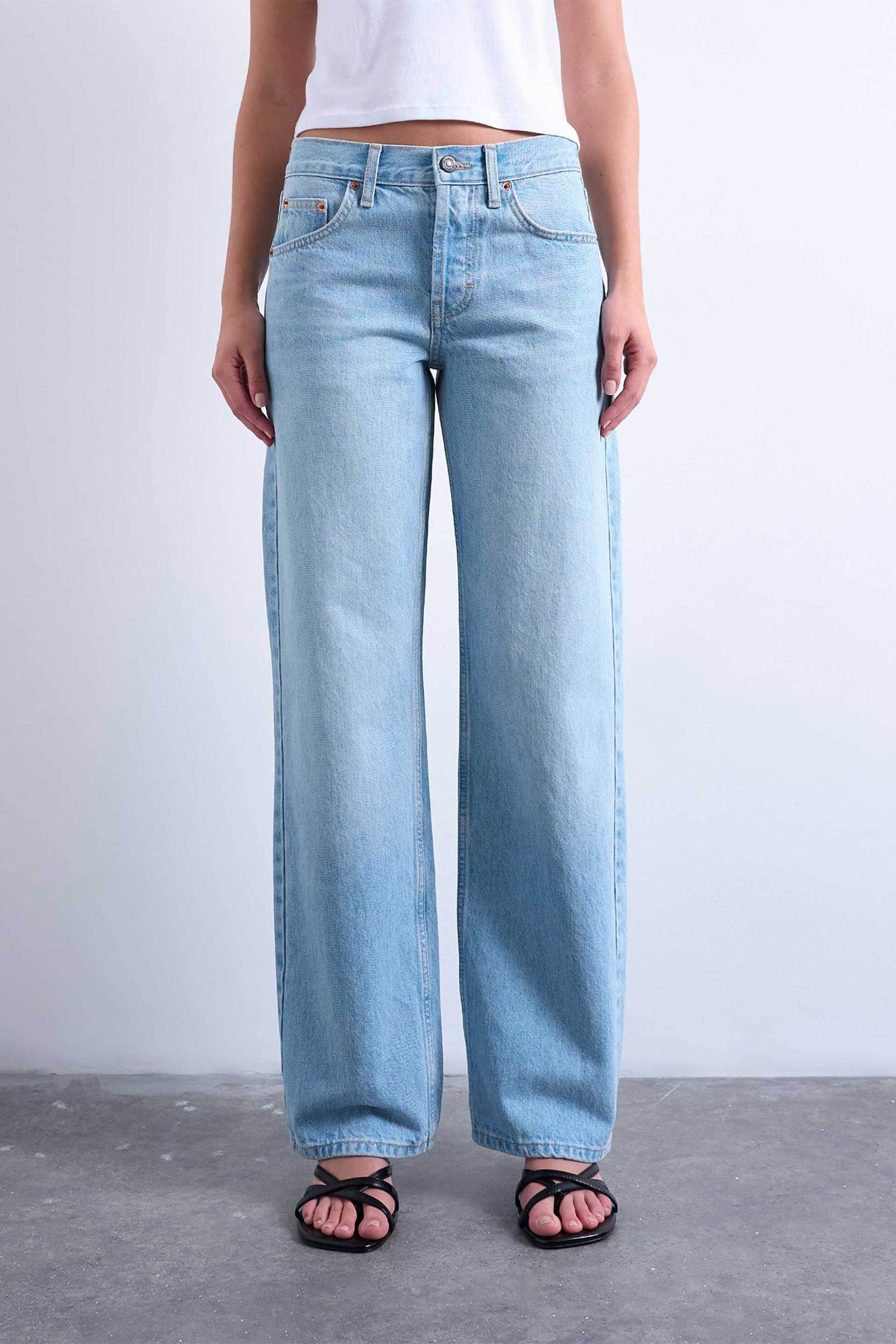 Topshop γυναικείο χαμηλόμεσο τζιν παντελόνι Wide Fit "Tsember"