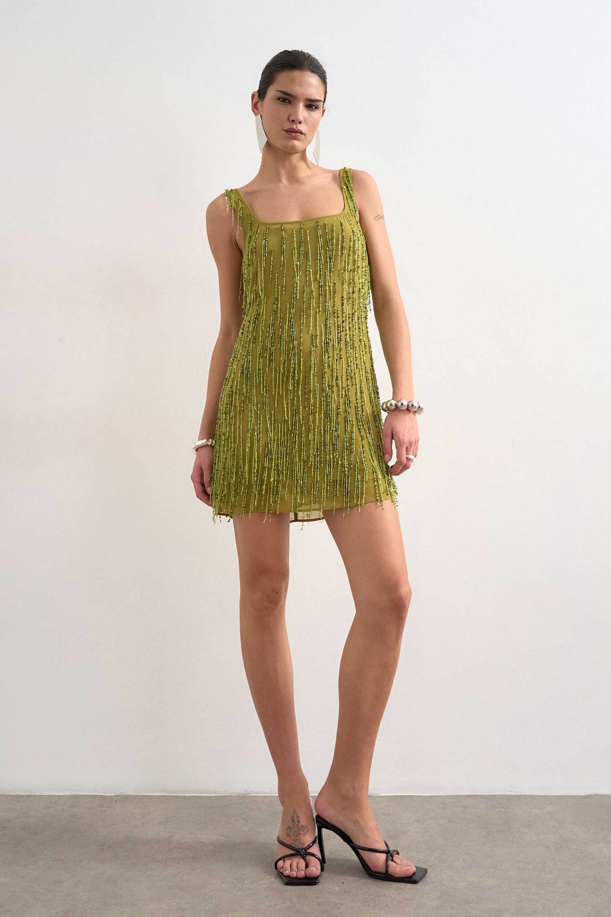 Topshop γυναικείο mini φόρεμα με κρόσσια "Ellen"