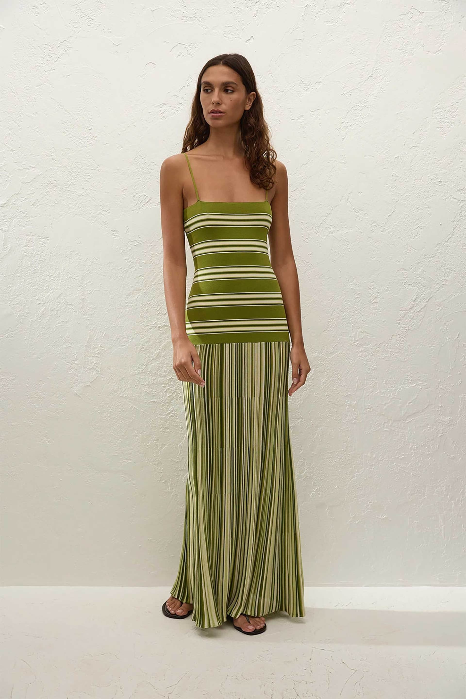 Faithful The Brand γυναικείο maxi αμάνικο φόρεμα με ριγέ σχέδιο