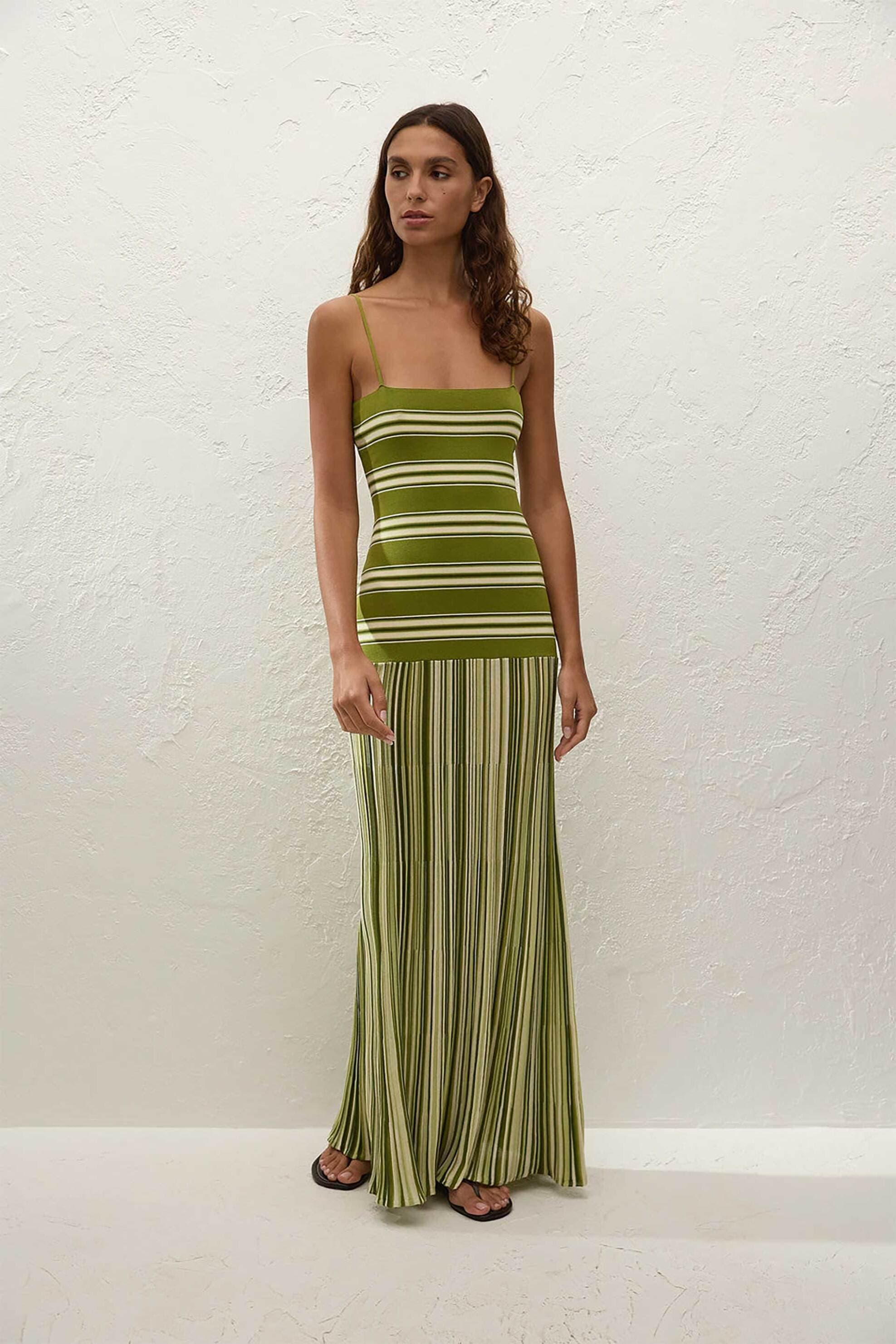 Faithful The Brand γυναικείο maxi αμάνικο φόρεμα με ριγέ σχέδιο