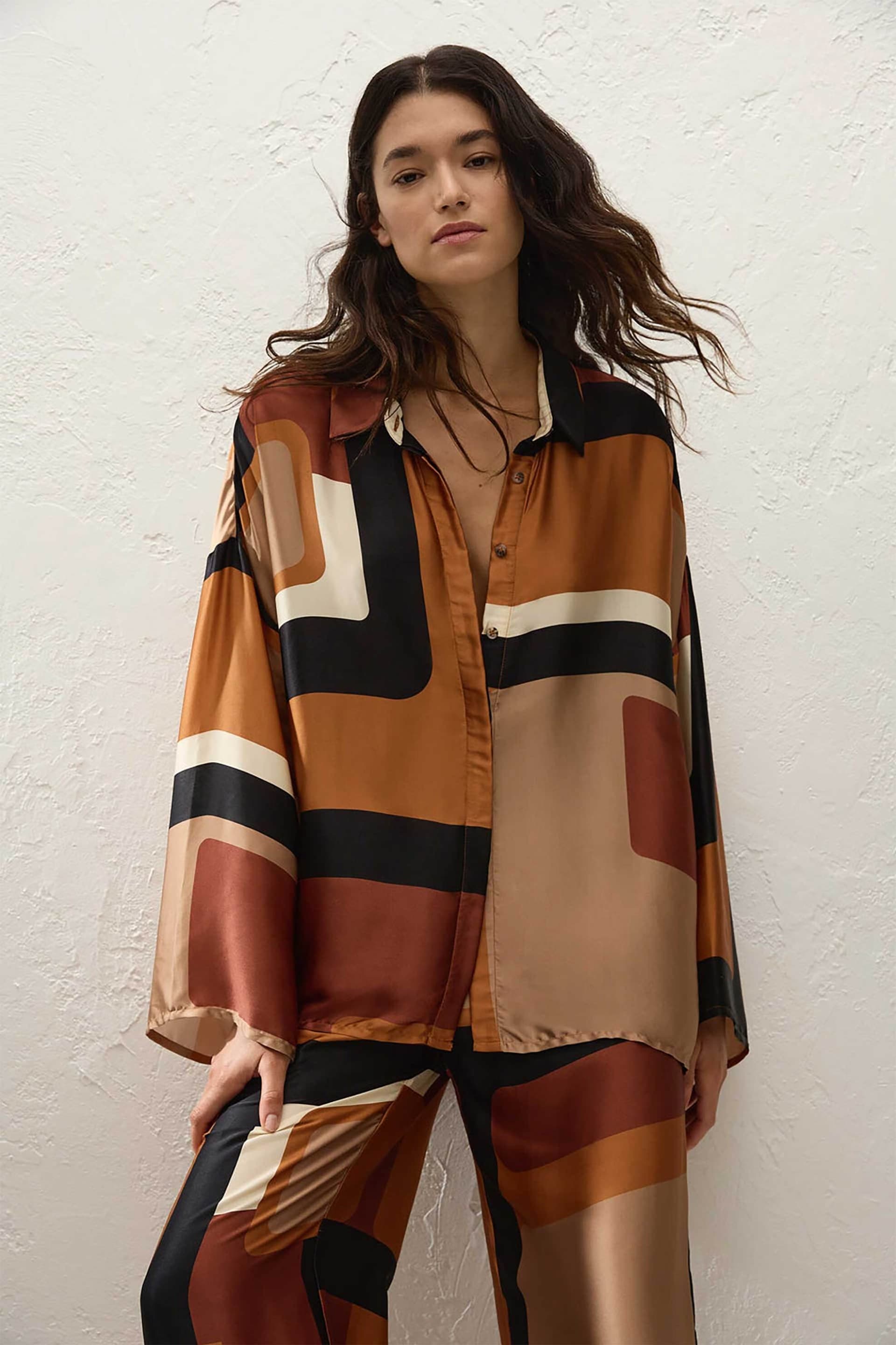 Faithful The Brand γυναικείο πουκάμισο με γεωμετρικό σχέδιο Oversized Fit