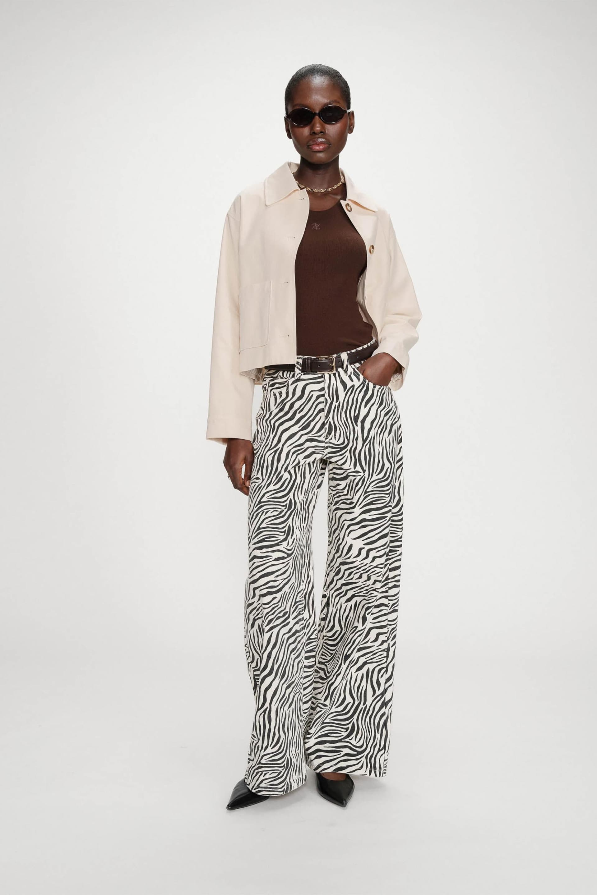 Grace & Mila γυναικείο τζιν παντελόνι με animal print Loose Fit "Socca"