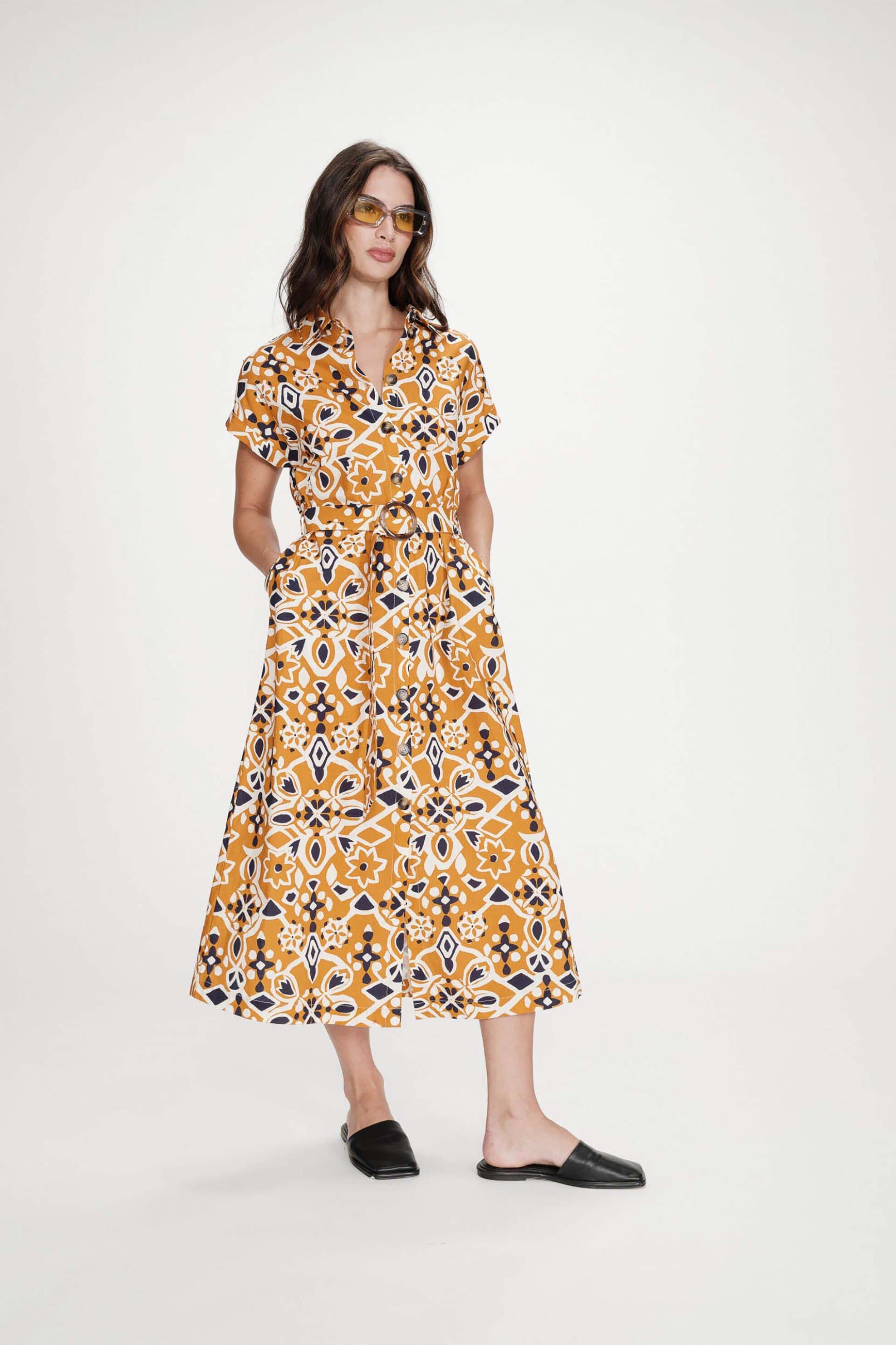 Grace & Mila γυναικείο midi φόρεμα σεμιζιέ με all-over print "Virginia"