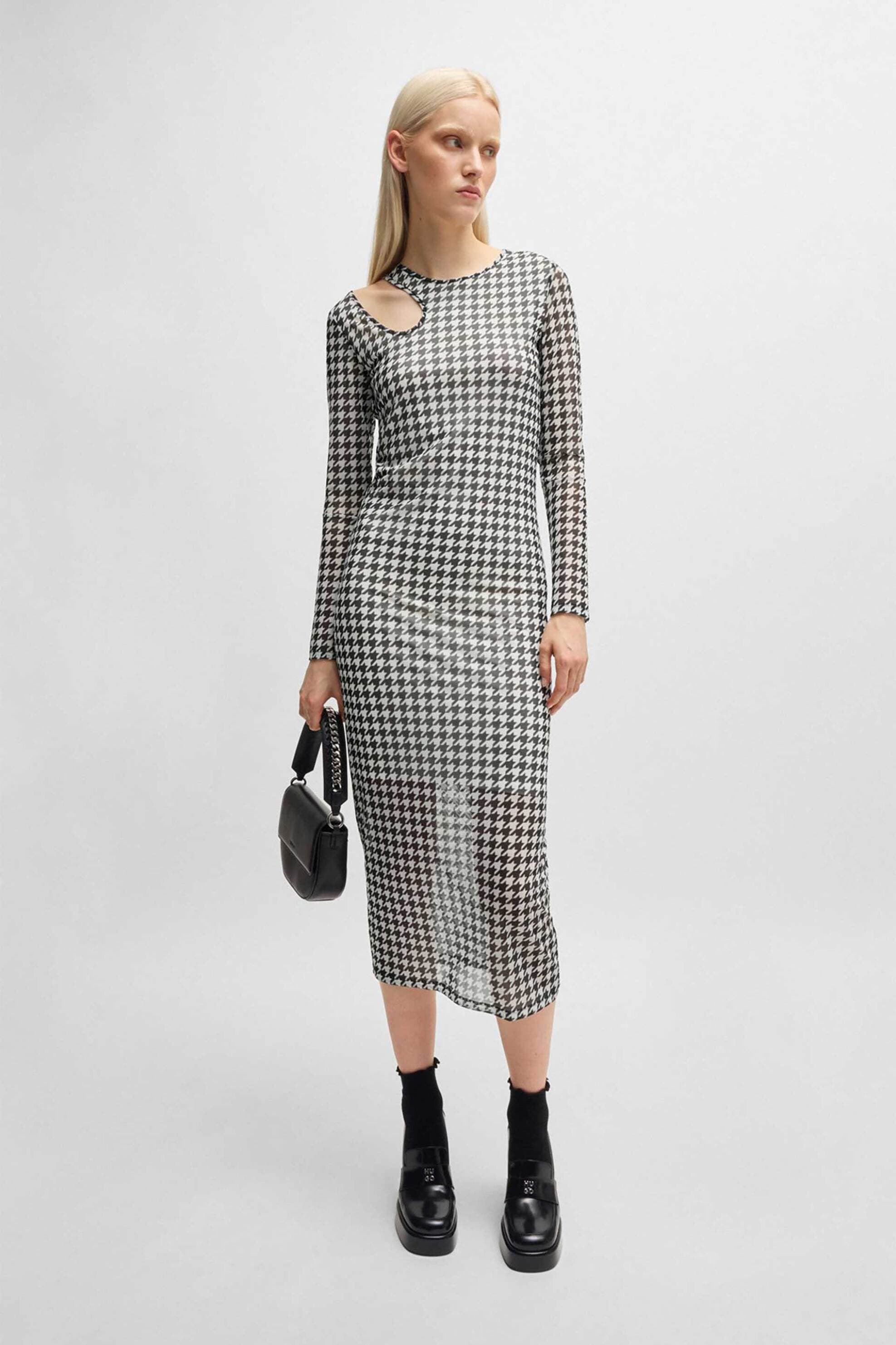 Hugo Boss γυναικείο φόρεμα midi με all-over print "Νalusia"